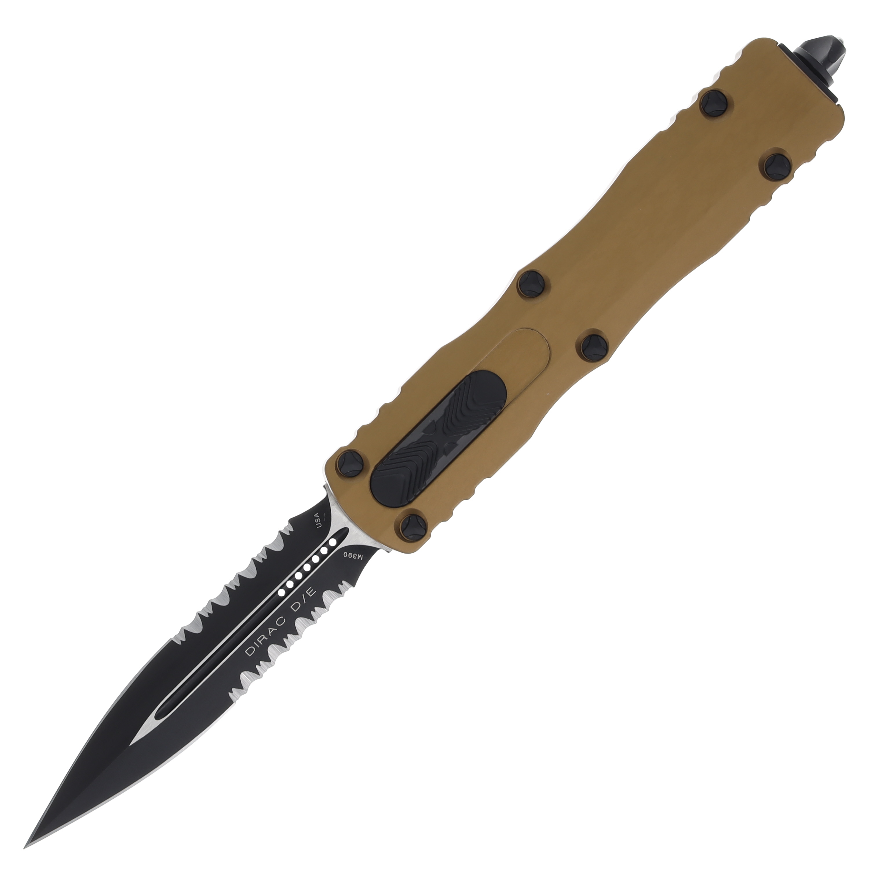 Microtech Dirac D/E Partial Serrated Tan Aluminum AUMT2252TA View 1