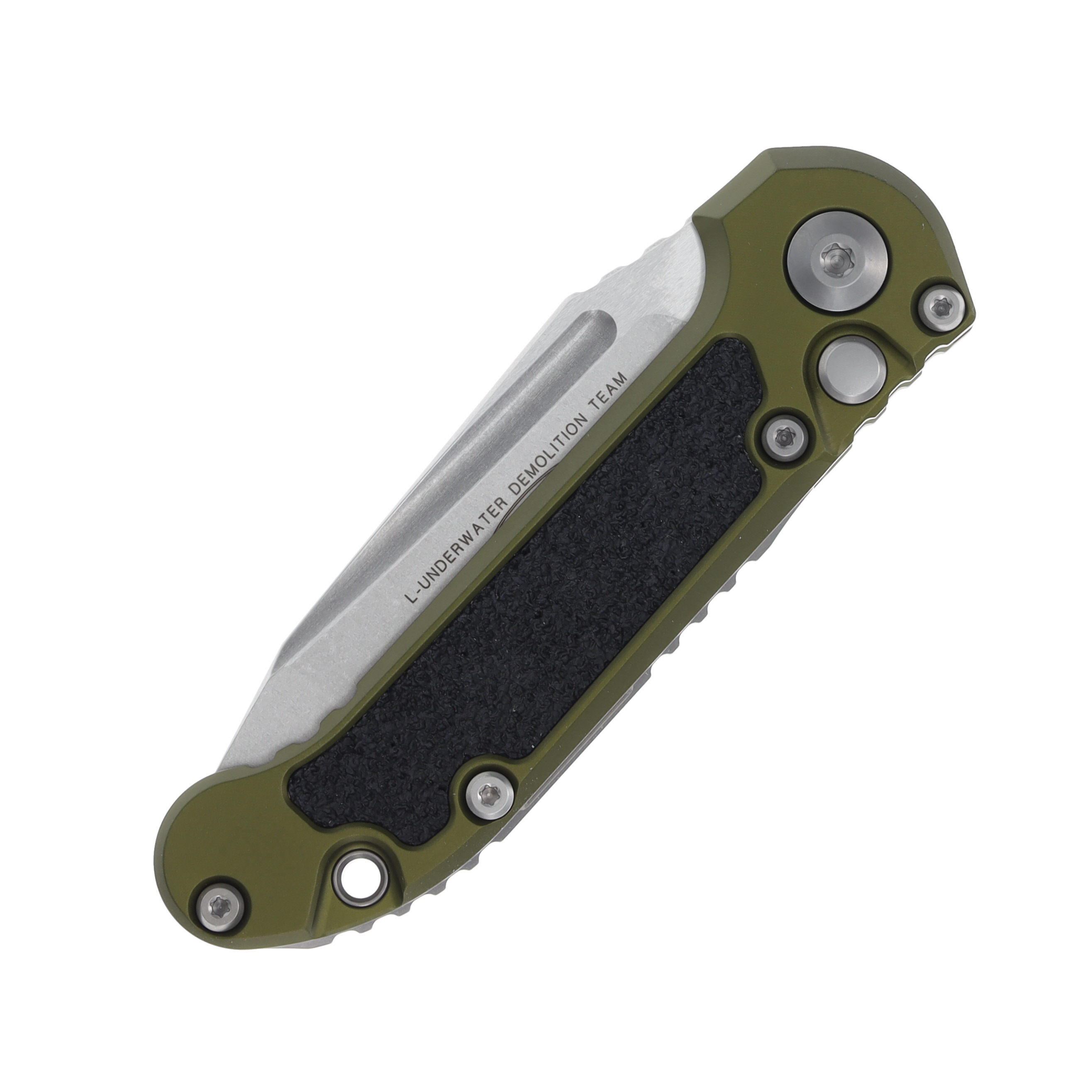 Microtech LUDT Automatic Knife Stonewash M390MK Tanto OD Green/3M Tape Inlay AUMT113610OD View 3