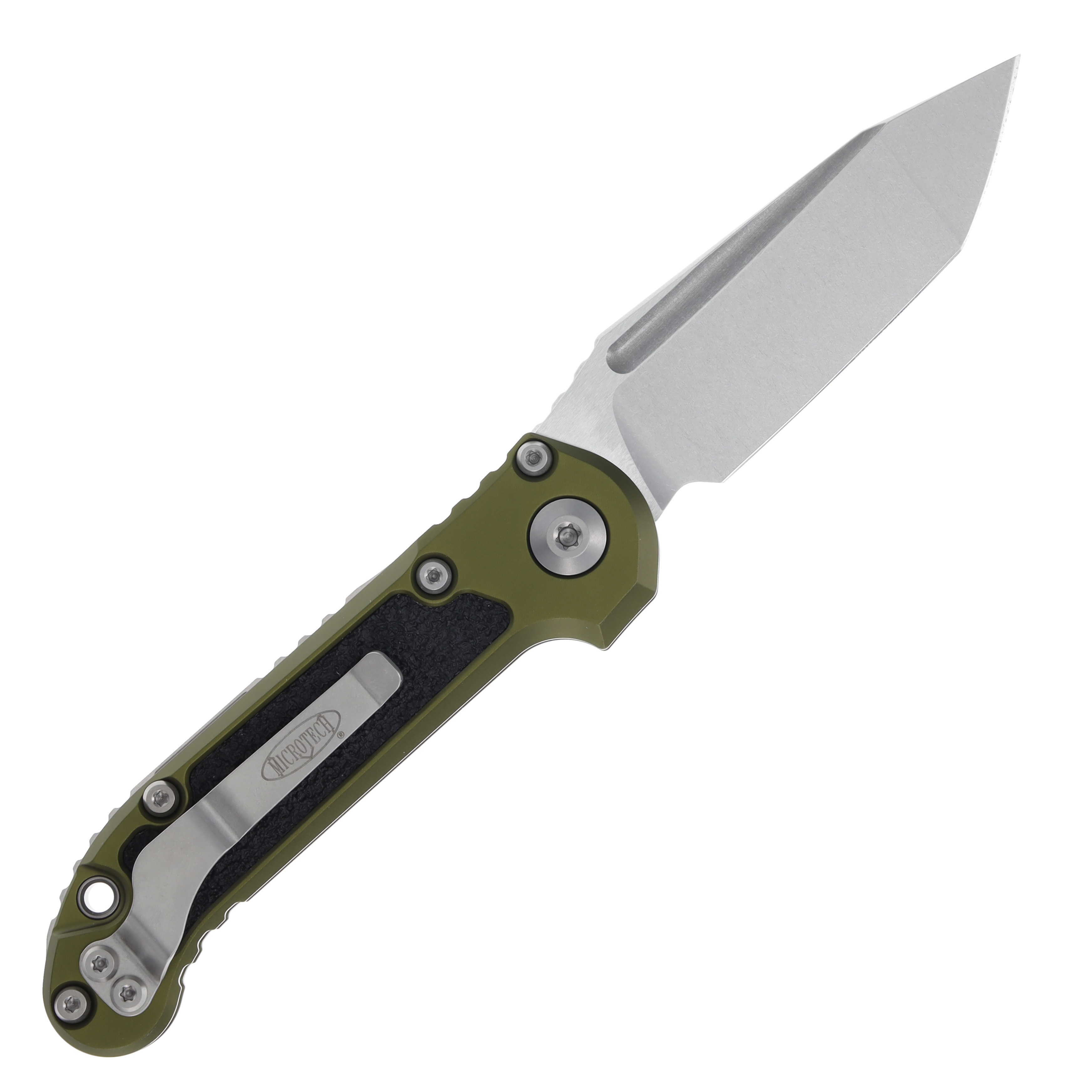 Microtech LUDT Automatic Knife Stonewash M390MK Tanto OD Green/3M Tape Inlay AUMT113610OD View 2