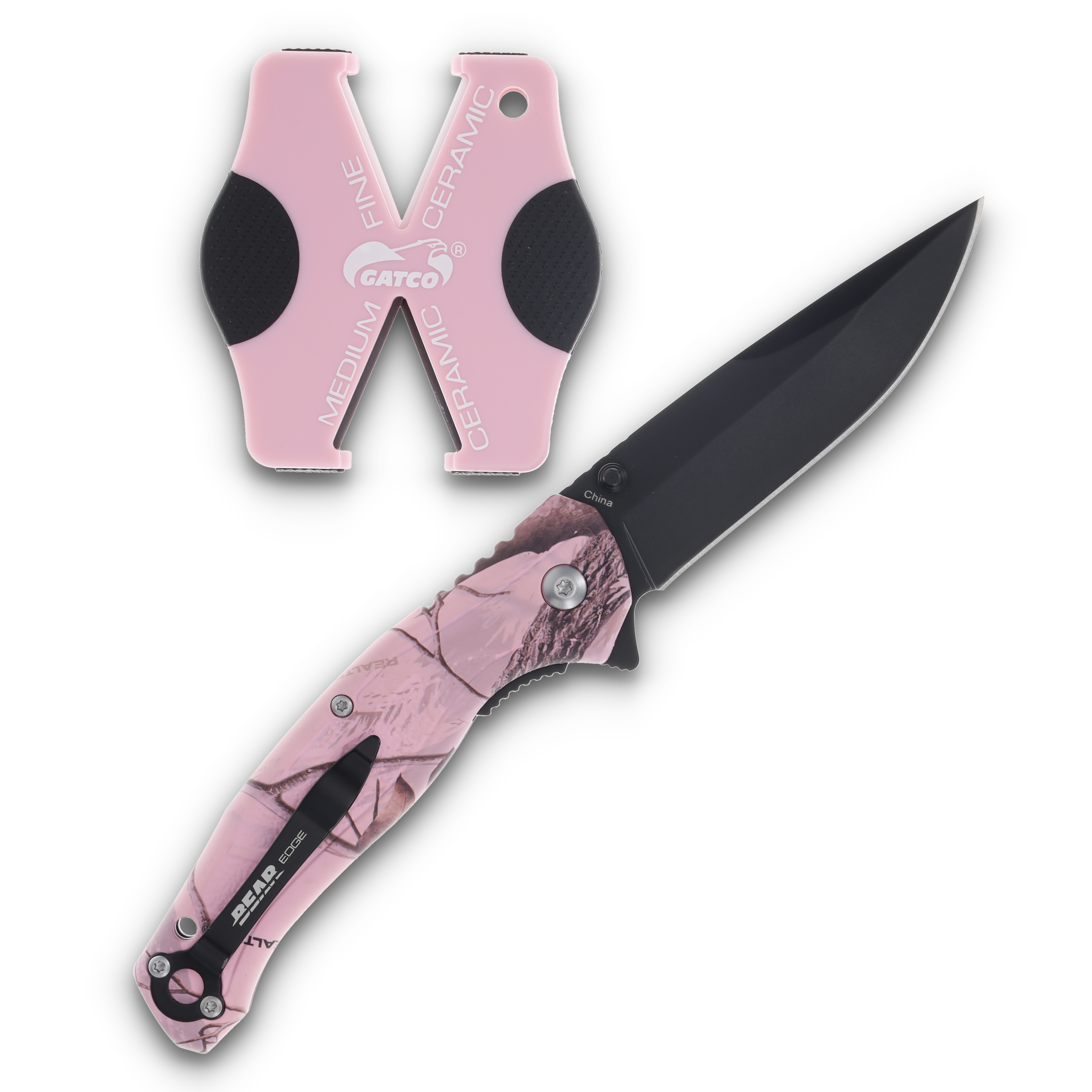 Bear & Son Bear Edge Brisk 2.0 & Sharpener Pink Camo (Q4 2024) BR71826 View 2