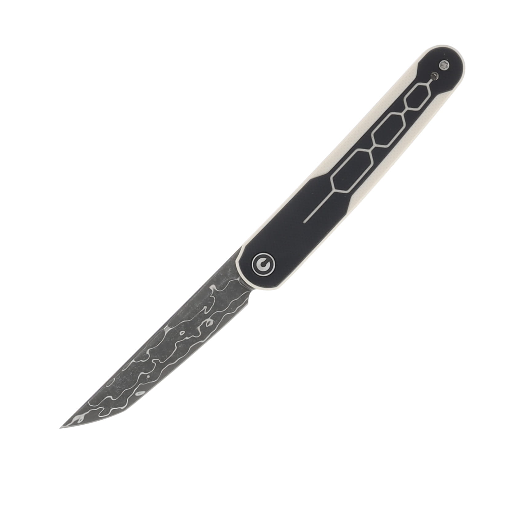 CIVIVI KwaiQ Folding Knife Ivory/Black G-10 2.97" Damascus Steel Tanto C23015-DS1 View 1
