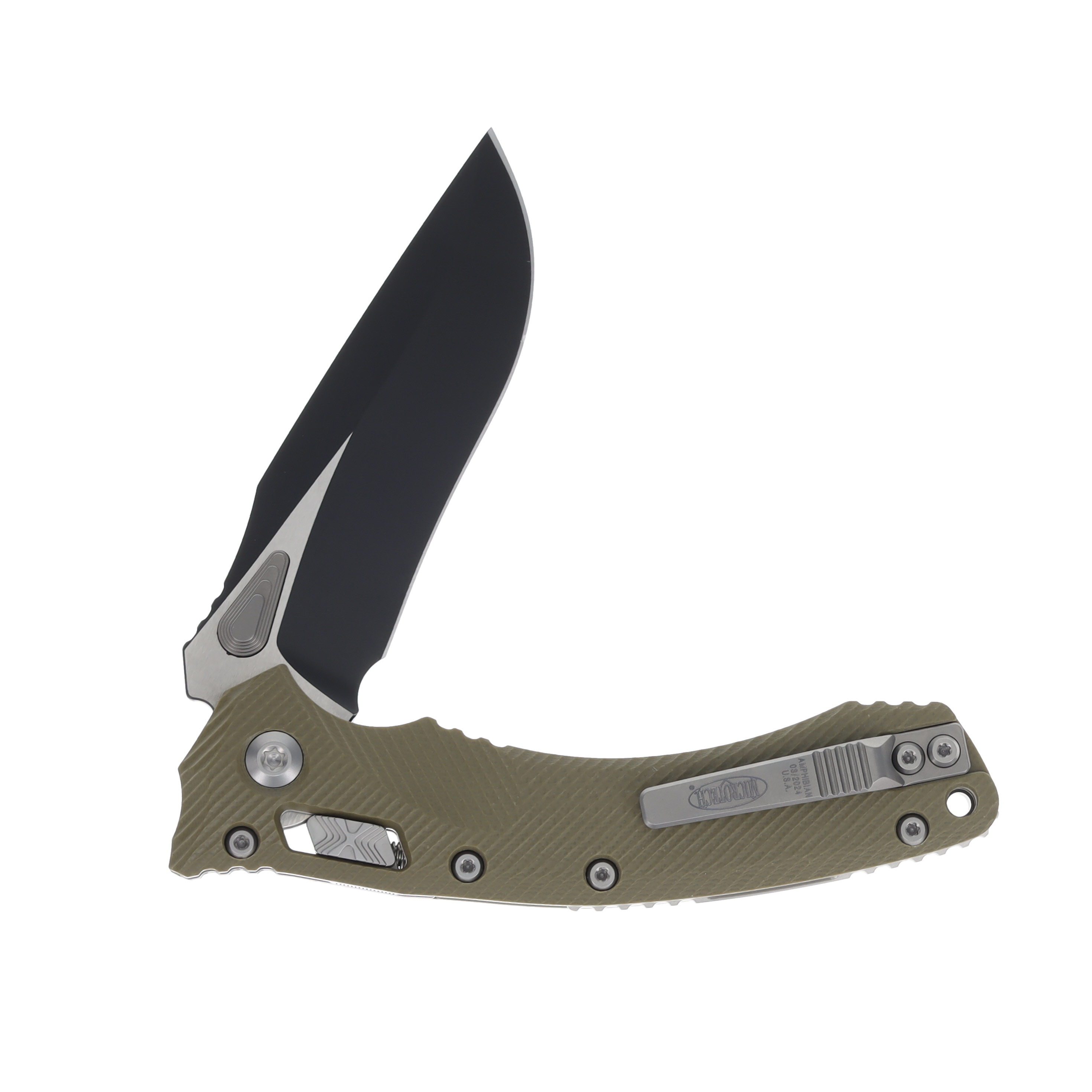Microtech Amphibian Ram Lok Black Fluted OD Green MT137RL1FLGTOD View 4