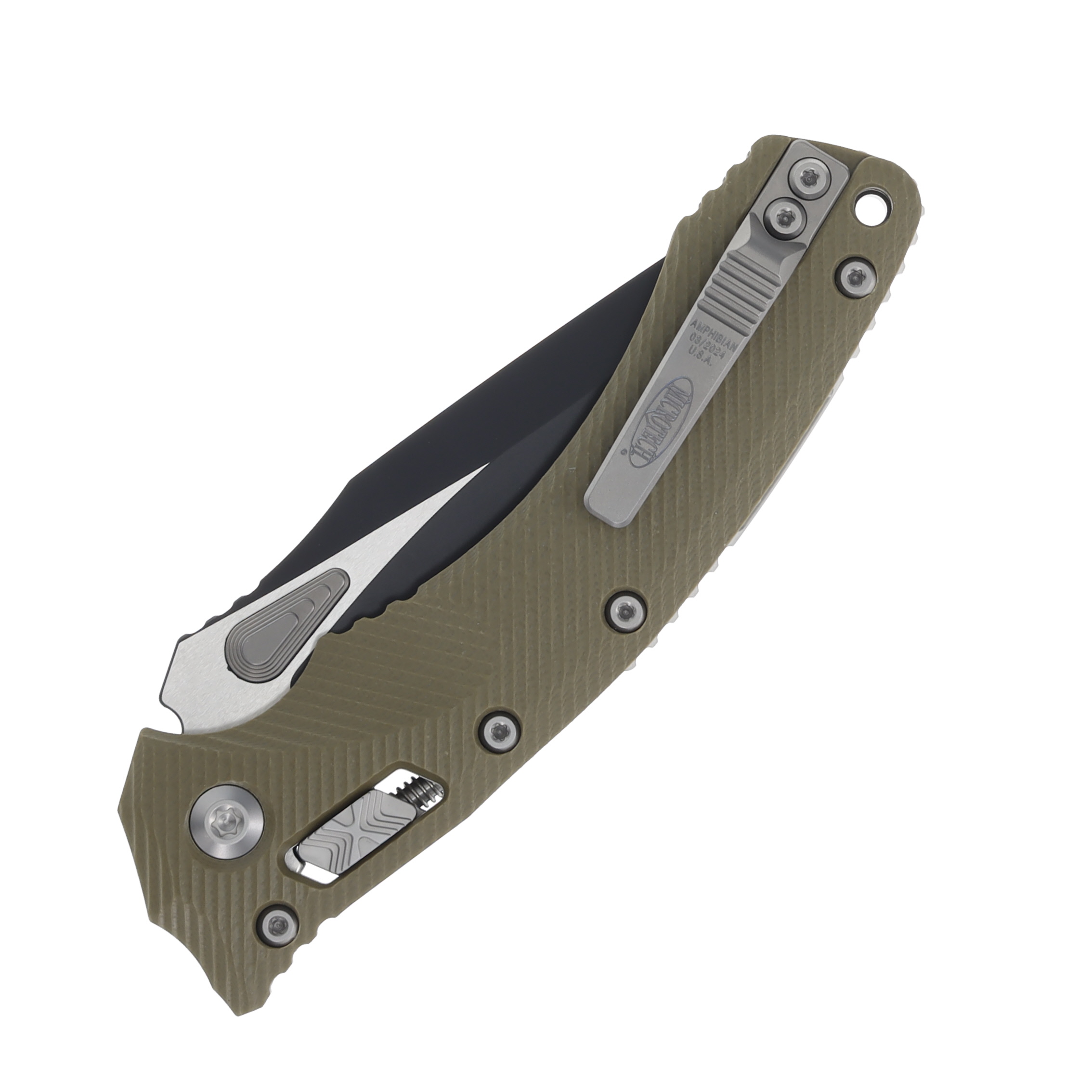 Microtech Amphibian Ram Lok Black Fluted OD Green MT137RL1FLGTOD View 6