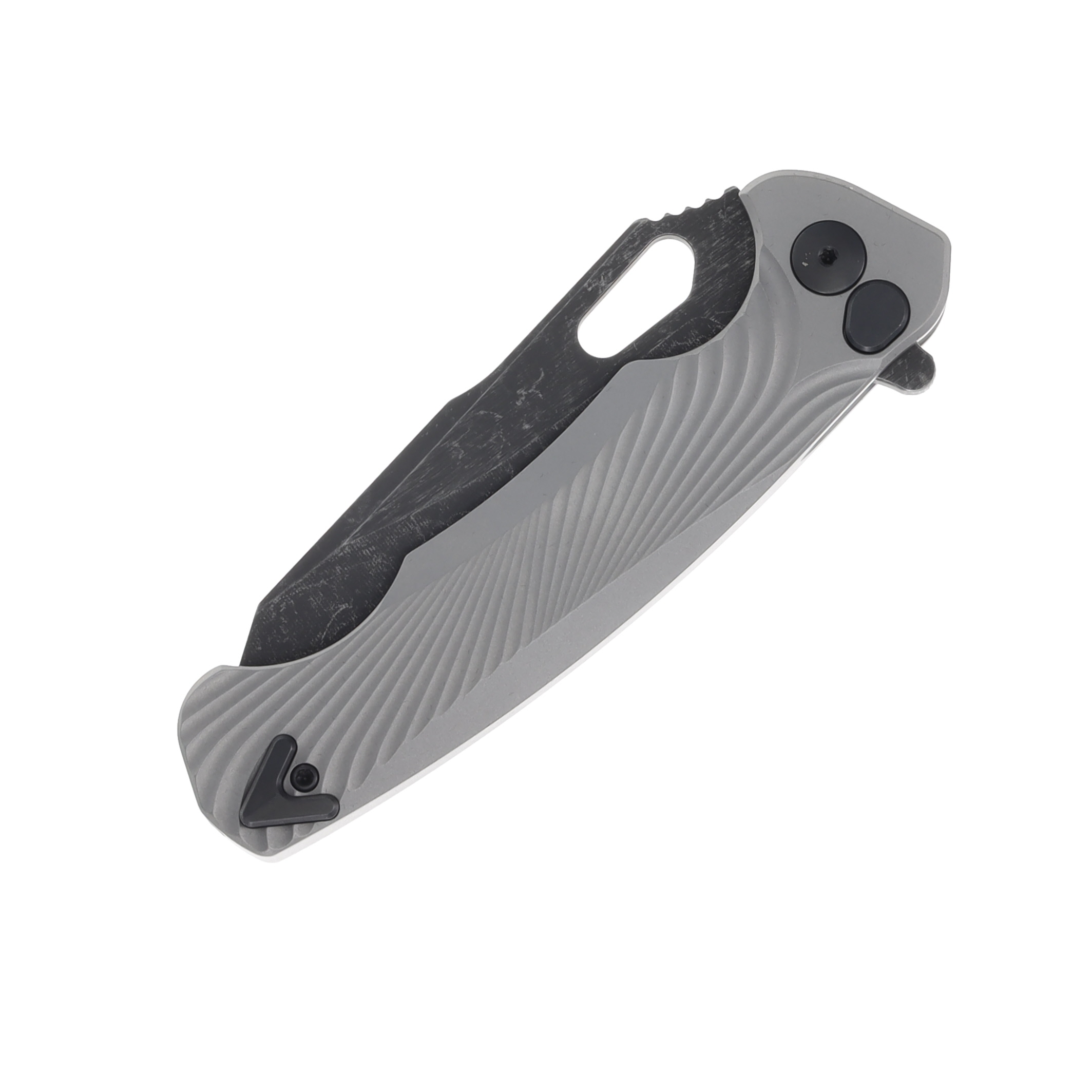 Dead Reckon Knives Ridgeback 3.25in Dark Stonewash Magnacut Modified Tanto Body 2 Titanium RB-1521-61 View 3