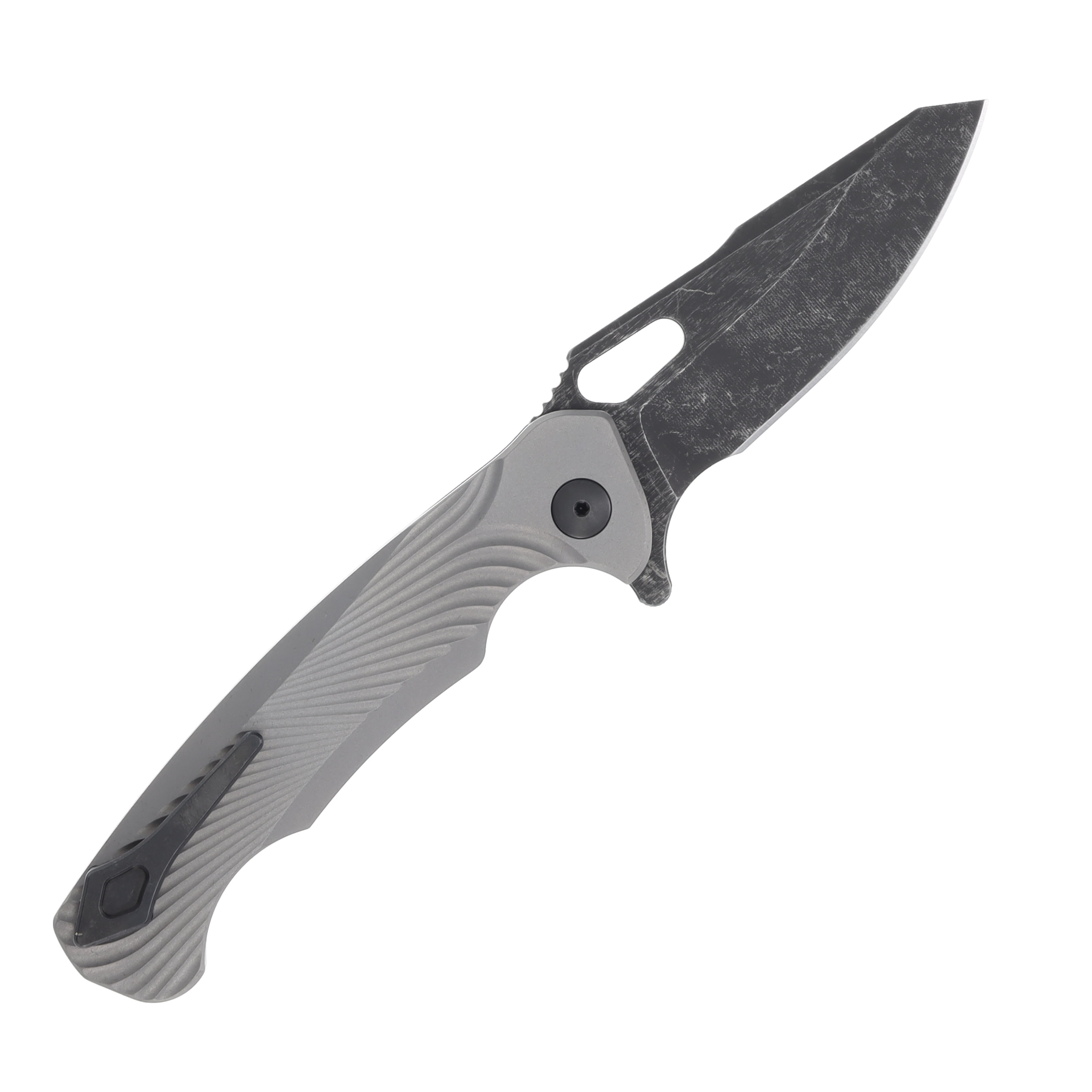 Dead Reckon Knives Ridgeback 3.25in Dark Stonewash Magnacut Modified Tanto Body 2 Titanium RB-1521-61 View 2