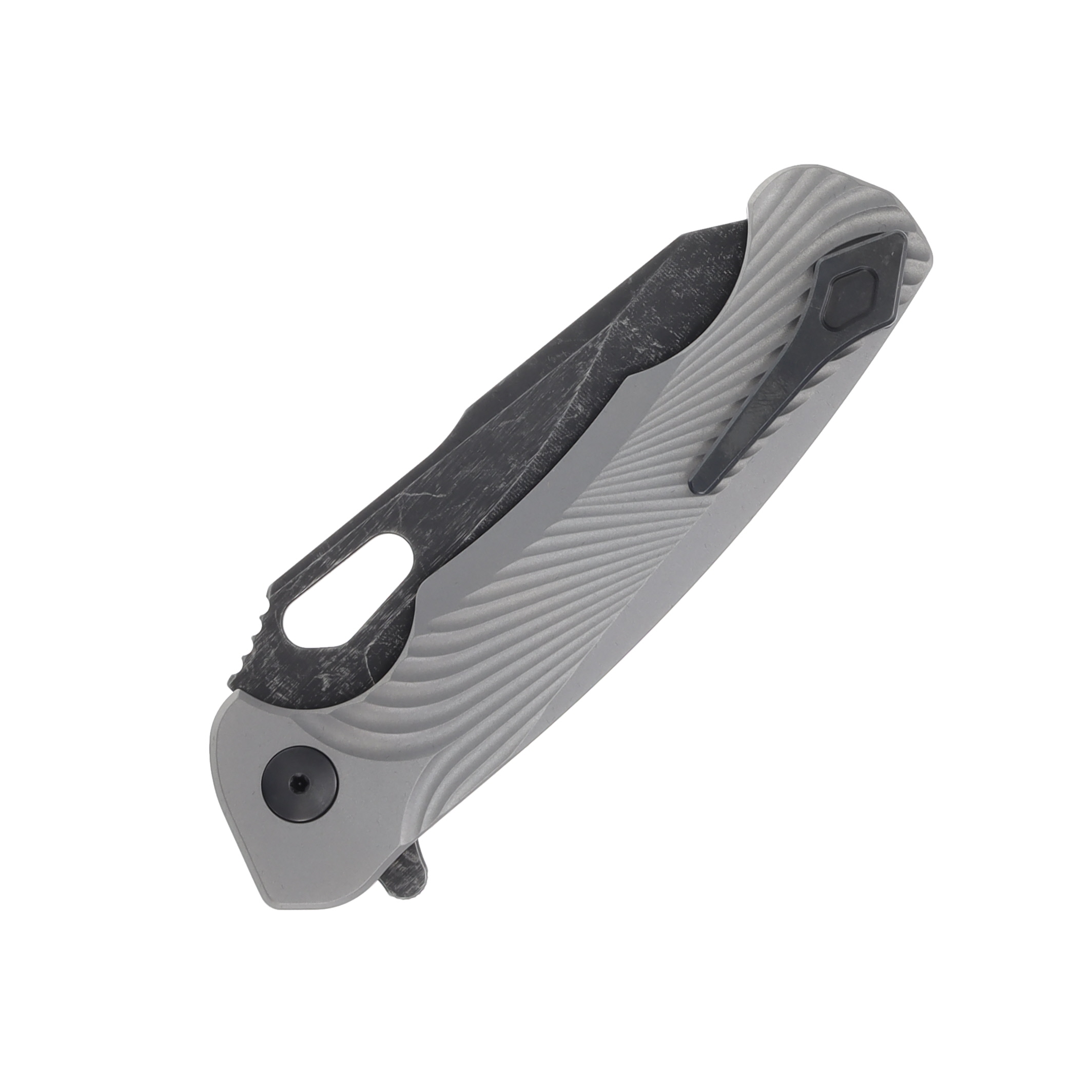 Dead Reckon Knives Ridgeback 3.25in Dark Stonewash Magnacut Modified Tanto Body 2 Titanium RB-1521-61 View 4