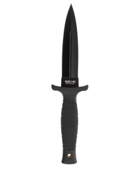 SOG Nightshade Boot Knife Black GRN Handle D/E Plain 420 SS Dagger Blade SOG-17-44-02-43 View 1