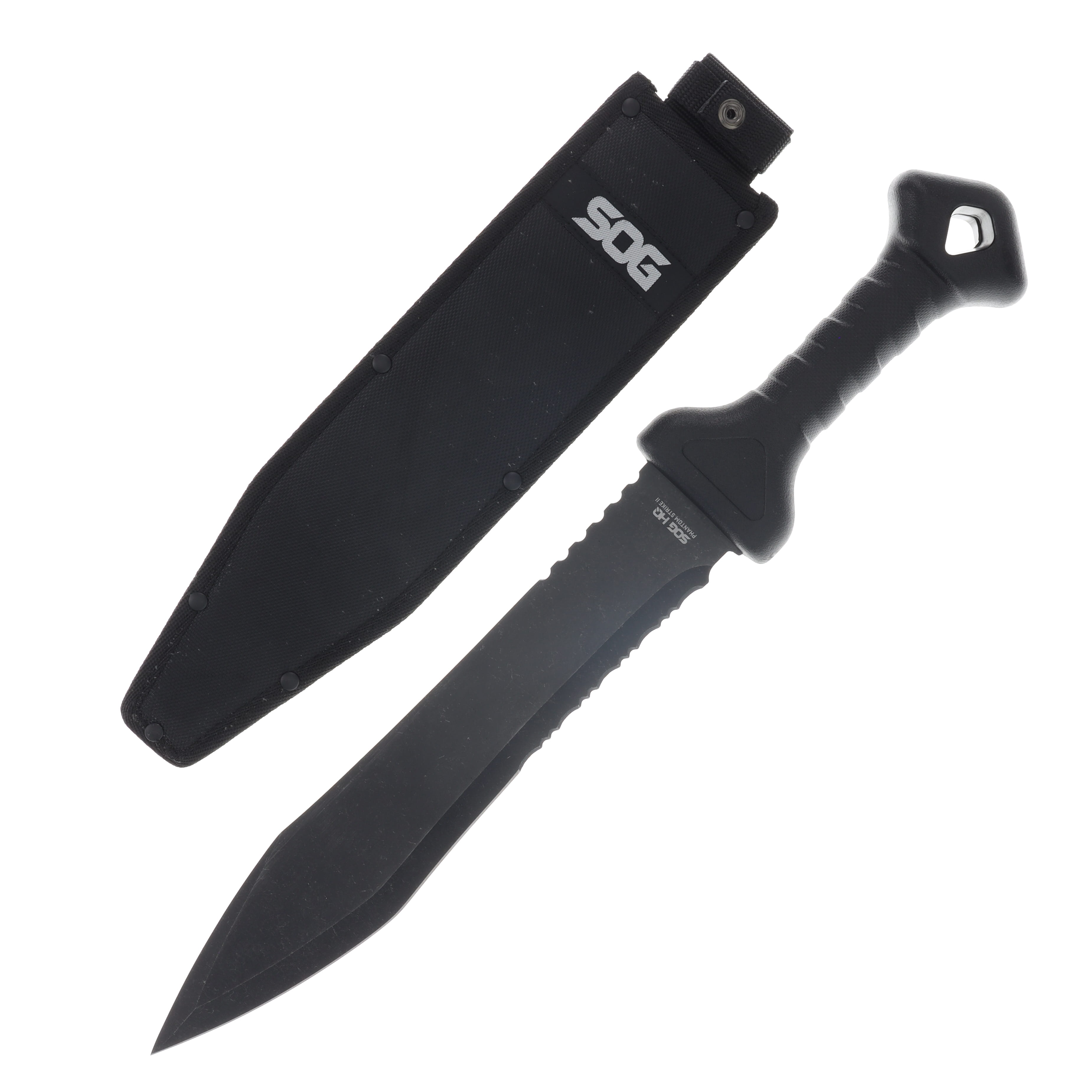 SOG Phantom Strike Machete II 12.6in D/E Part Serr Black Stonewash Blade SOG-17-44-06-43 View 1