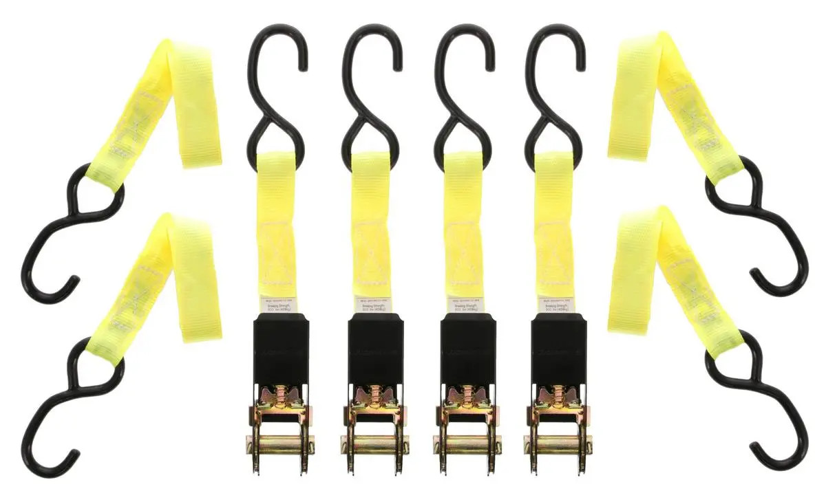 Muddy 10-inch Standard Duty Ratchet Straps - 4 Pack - Yellow MUD-SDHVR10-4PK View 1