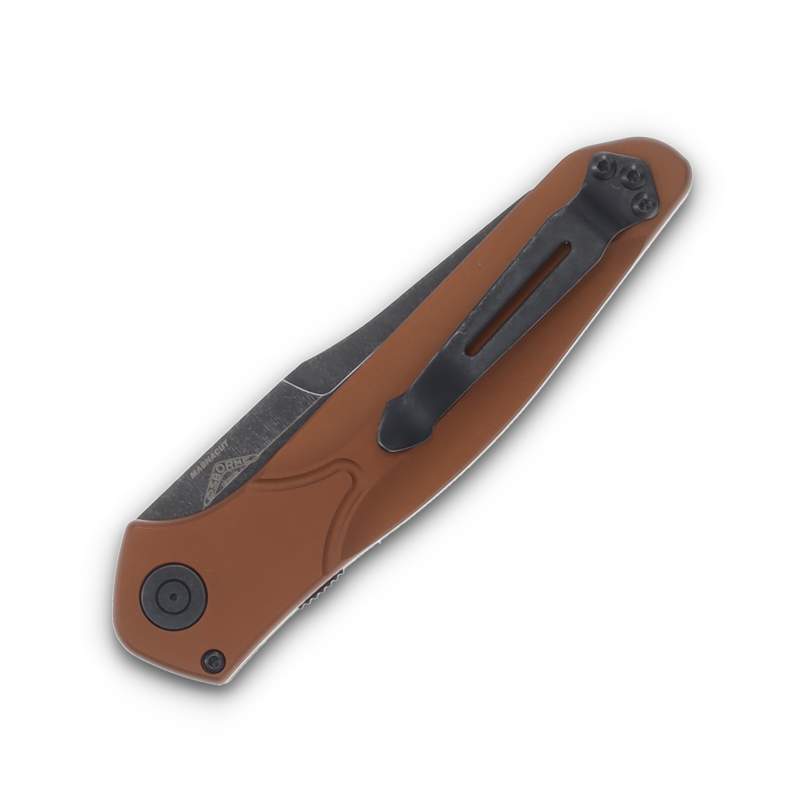 Benchmade Auto Osborne OTS Auto Burnt Copper - 3.4in MagnaCut Black DLC Battlewash Reverse Tanto S/E Plain AUBM9400BK-03 View 4