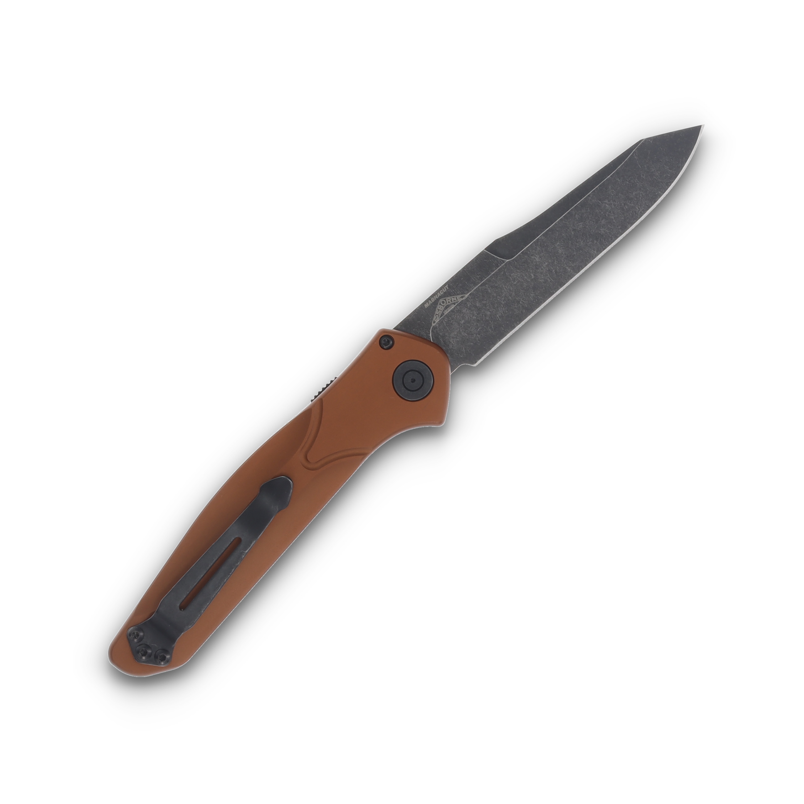 Benchmade Auto Osborne OTS Auto Burnt Copper - 3.4in MagnaCut Black DLC Battlewash Reverse Tanto S/E Plain AUBM9400BK-03 View 2