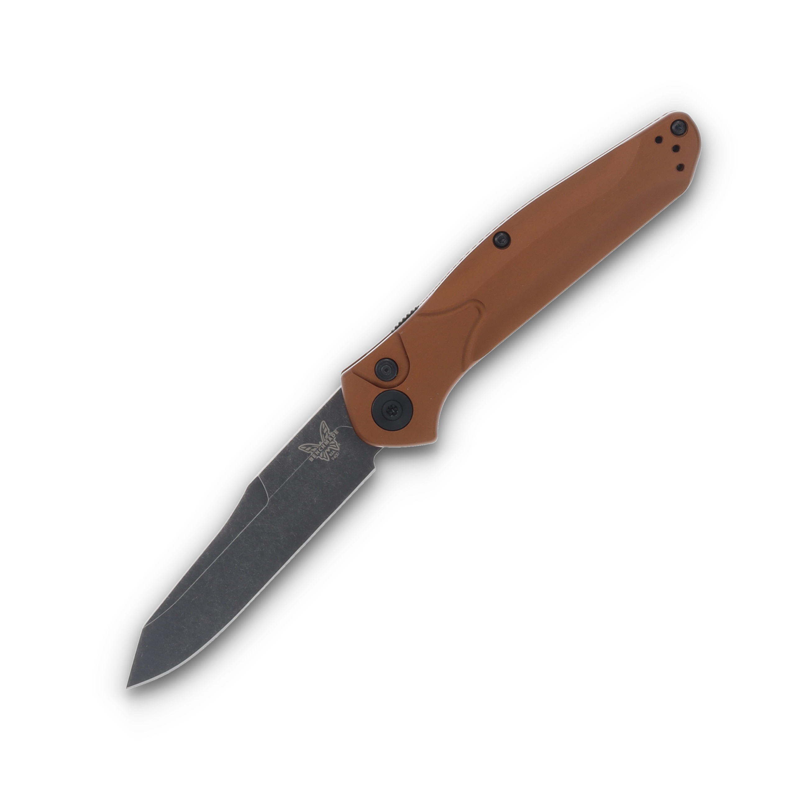 Benchmade Auto Osborne OTS Auto Burnt Copper - 3.4in MagnaCut Black DLC Battlewash Reverse Tanto S/E Plain AUBM9400BK-03 View 1