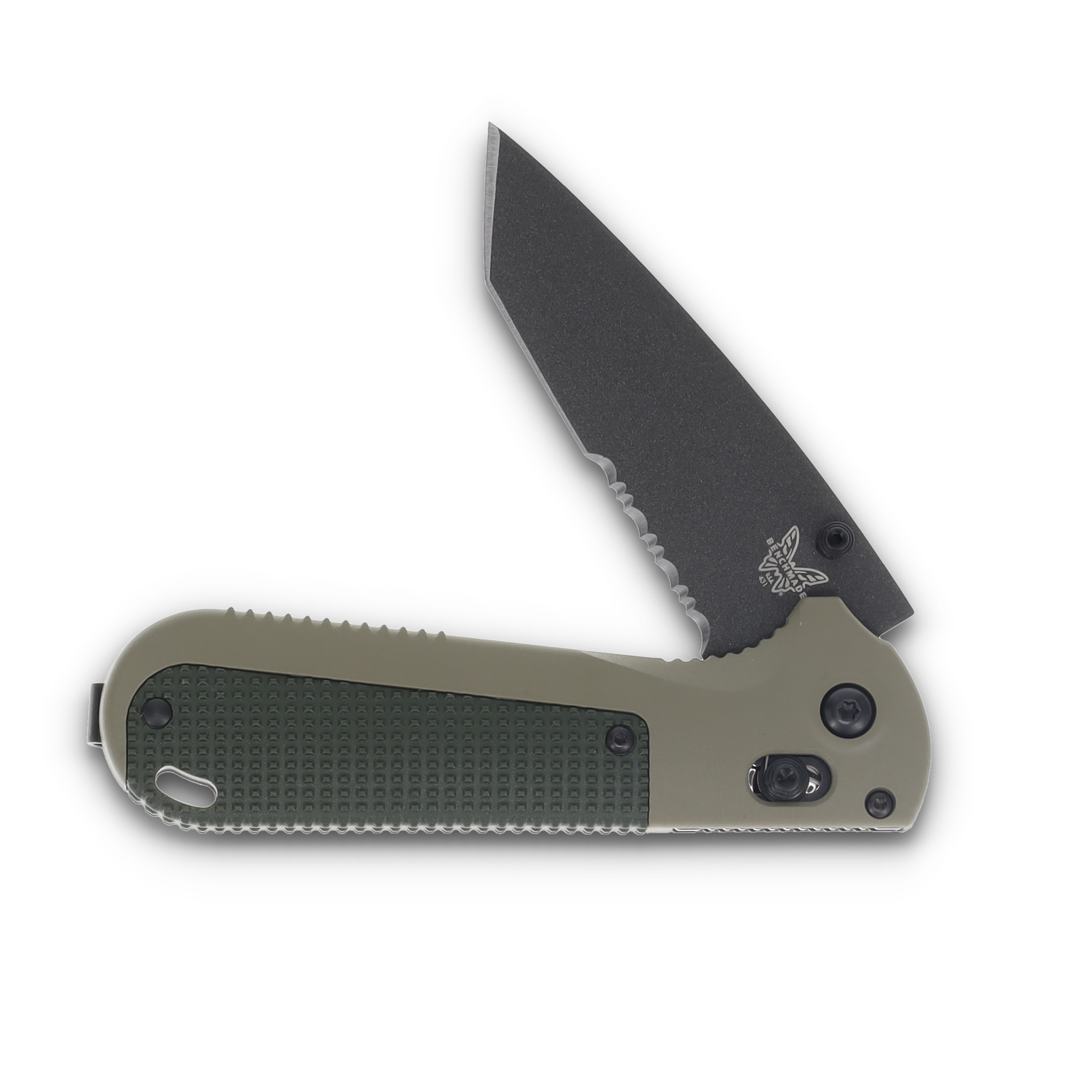 Benchmade Redoubt Folding Knife Half Serrated CPM-D2 Tanto/Forest Green BM431SBK-1 View 3
