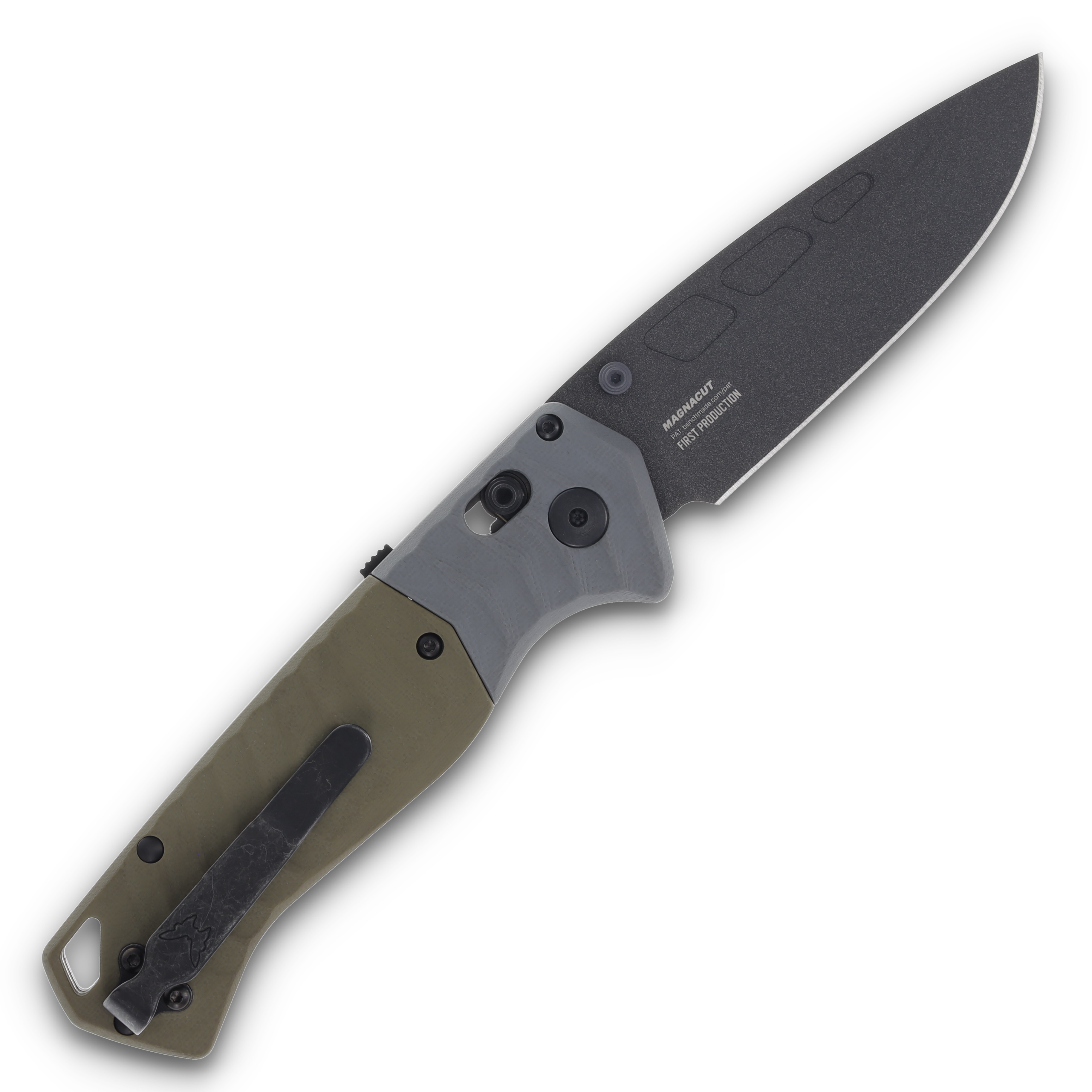 Benchmade PSK Folding Knife Cobalt Magnacut Gray/Green G-10 BM593BK View 2