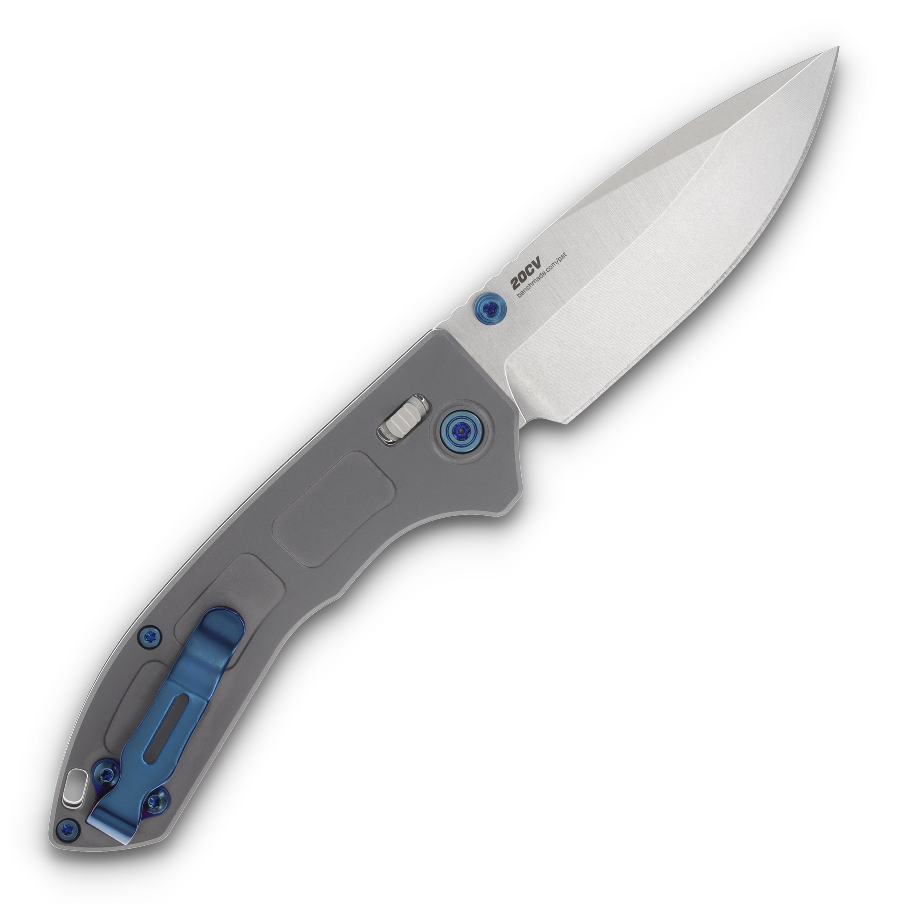 Benchmade Mini Narrows 20CV Gray Titanium Sapphire Blue Hardware BM743 View 2