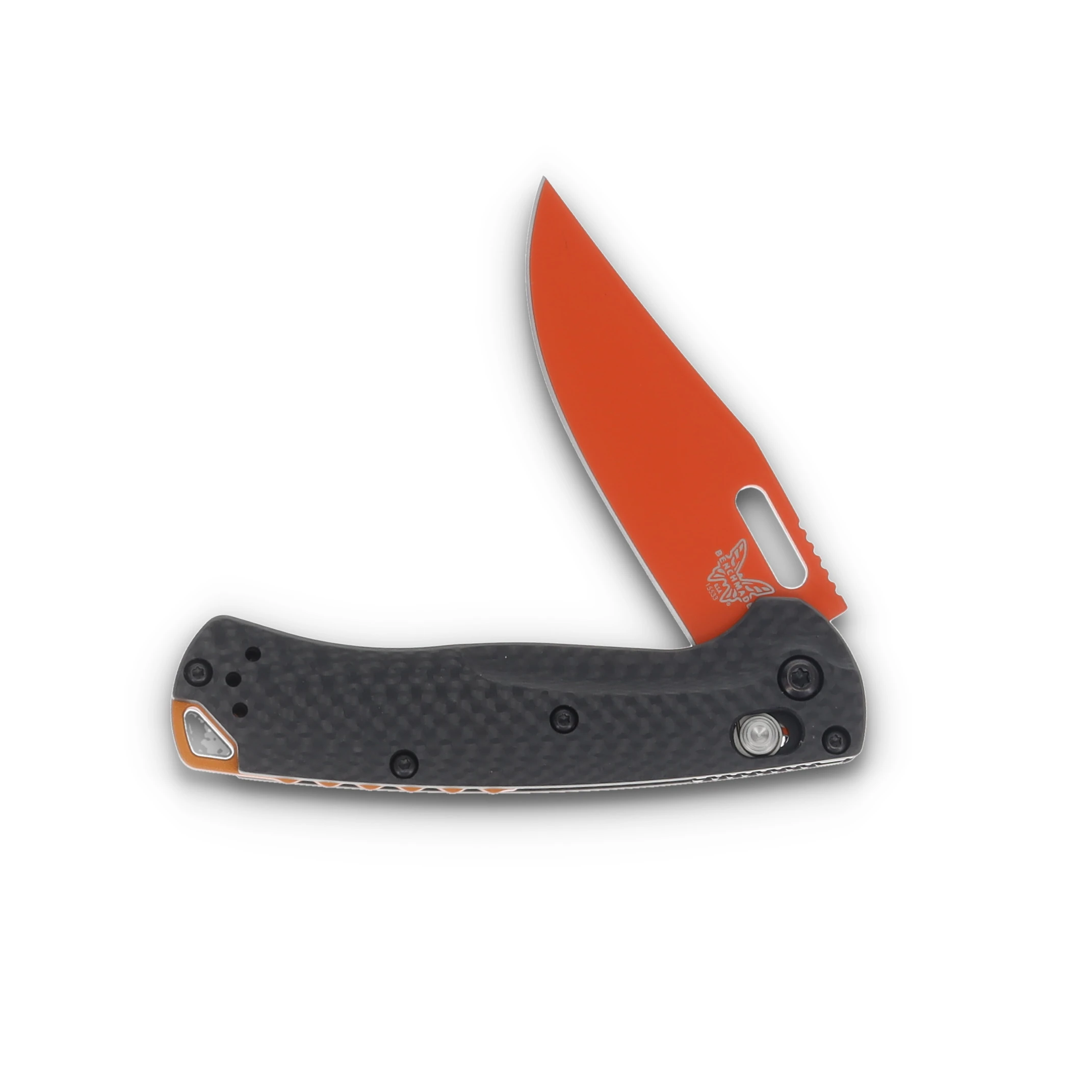 Benchmade Mini Taggedout Folding Knife Orange Magnacut/Carbon Fiber BM15533OR-01 View 4
