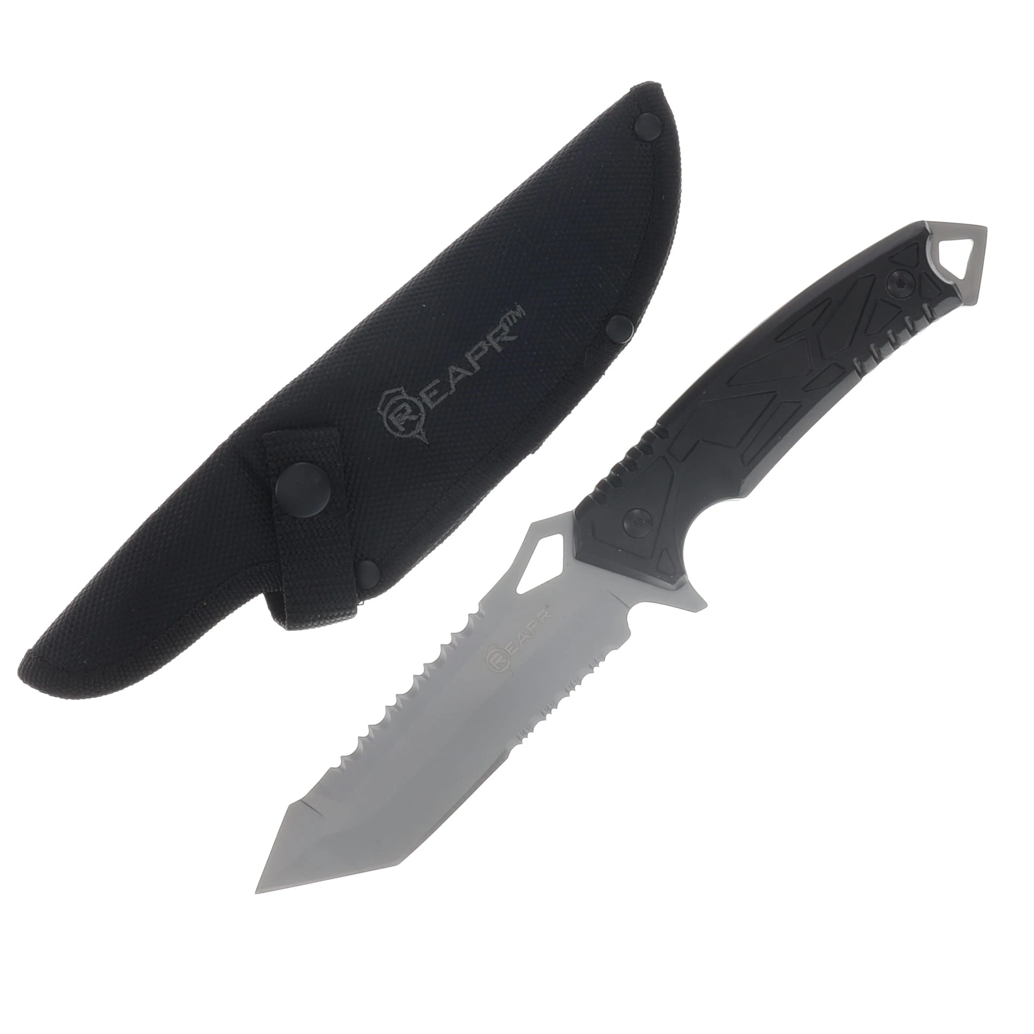 REAPR Javelin Fixed Blade Knife 5 Inch Partially Serrated Satin Tanto CTLR-020-BLK-RPR View 1