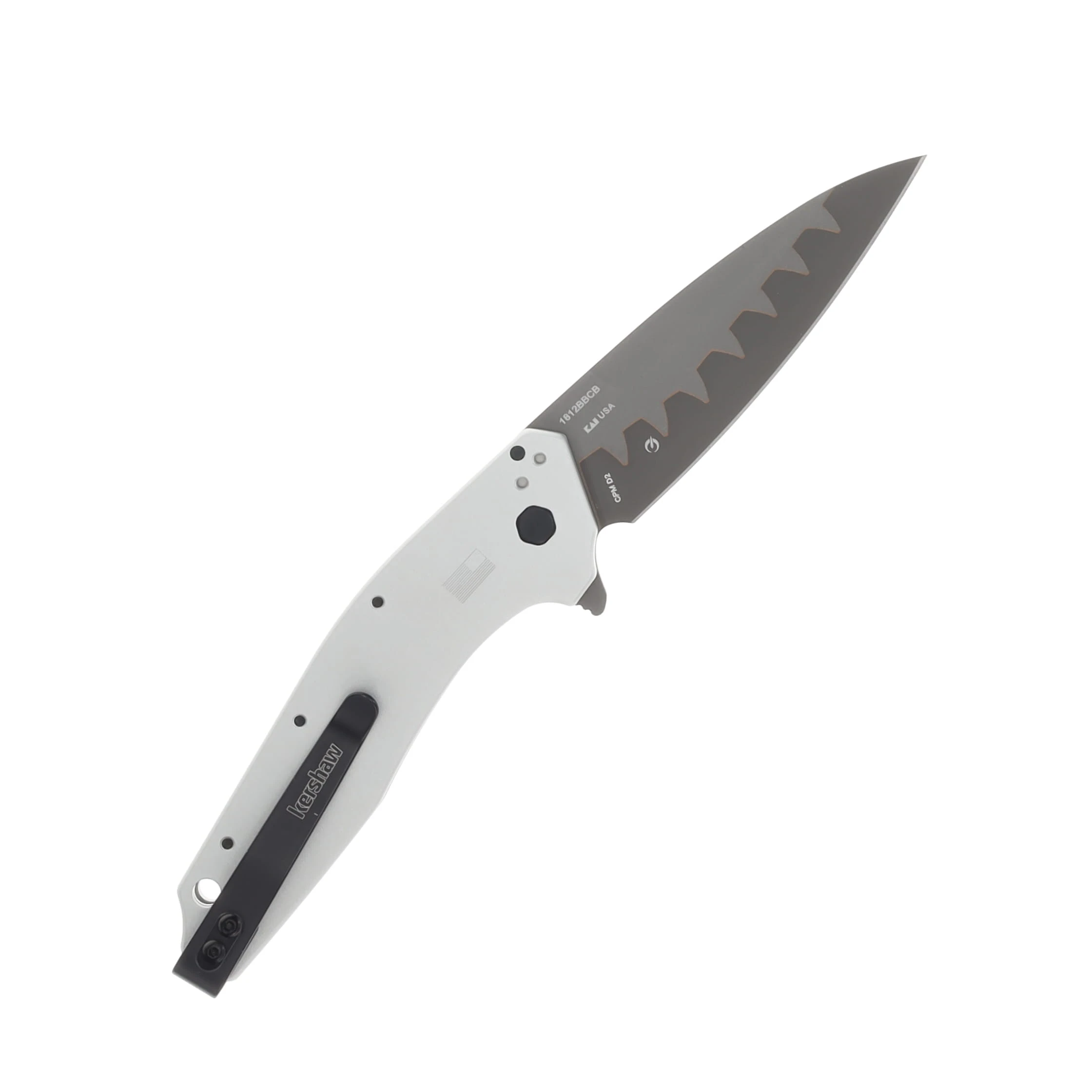Kershaw Dividend Assisted Open Folding Knife Stonewash D2 Wharncliffe/Gray Aluminum KS1812BBCB View 2