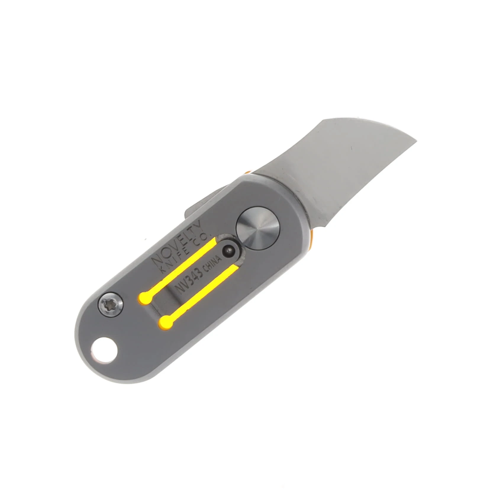 Novelty Knife Co. Mini Key Ring Knife Amber Translucent Acrylic .75in Plain Satin NV343 View 2