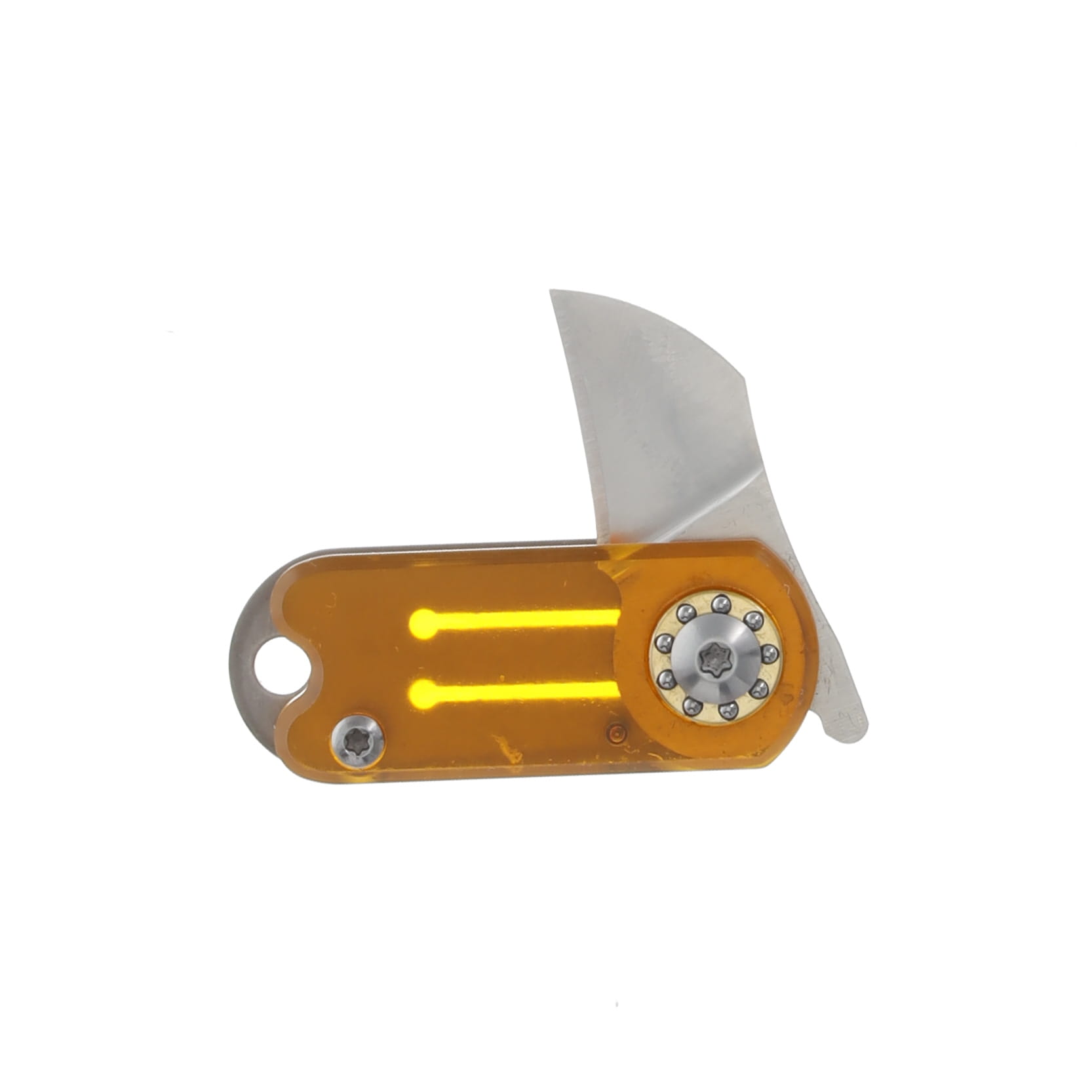 Novelty Knife Co. Mini Key Ring Knife Amber Translucent Acrylic .75in Plain Satin NV343 View 3