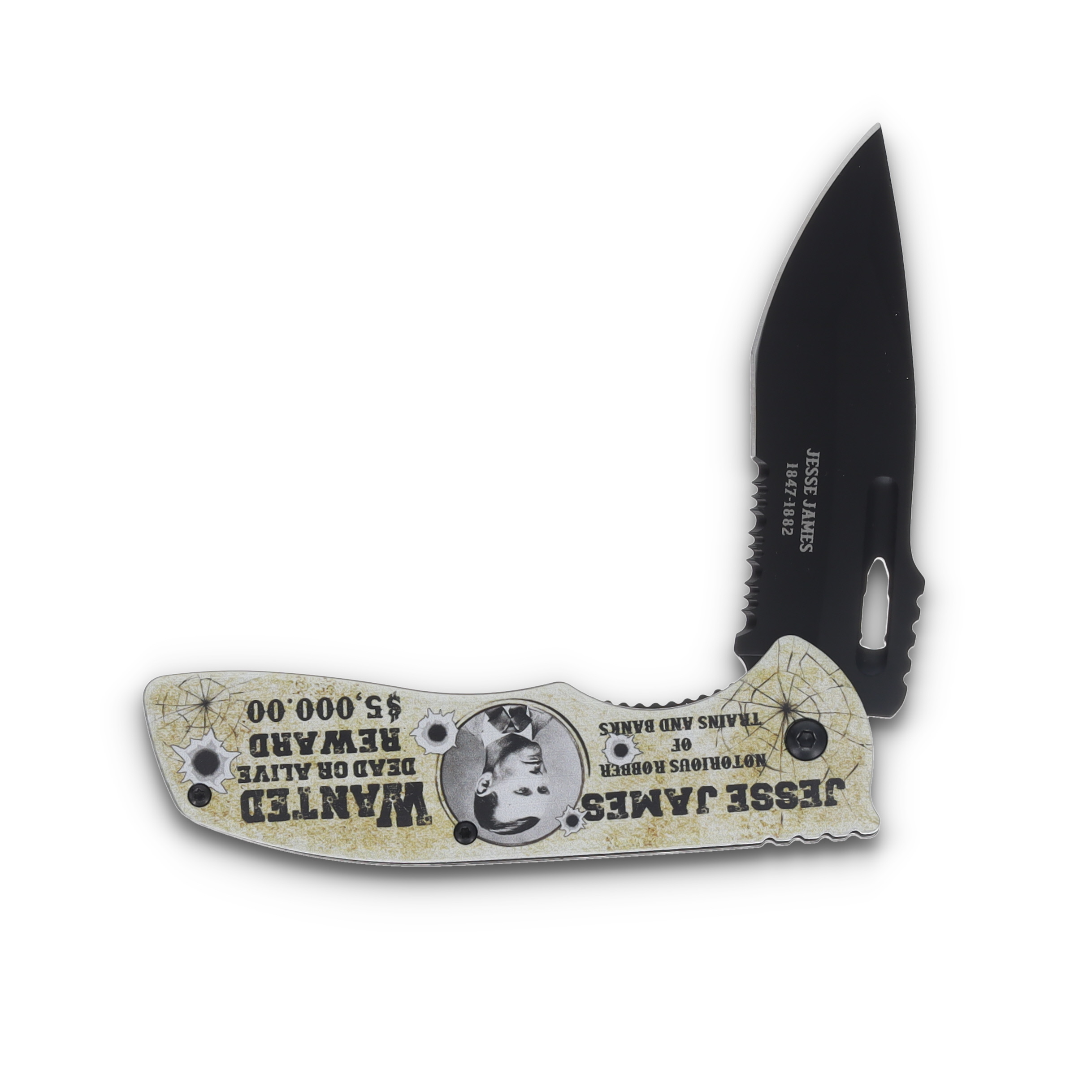 Legends of the West Jesse James Folding Knife 3.62in PS Black Drop Point SX1982JJ View 3
