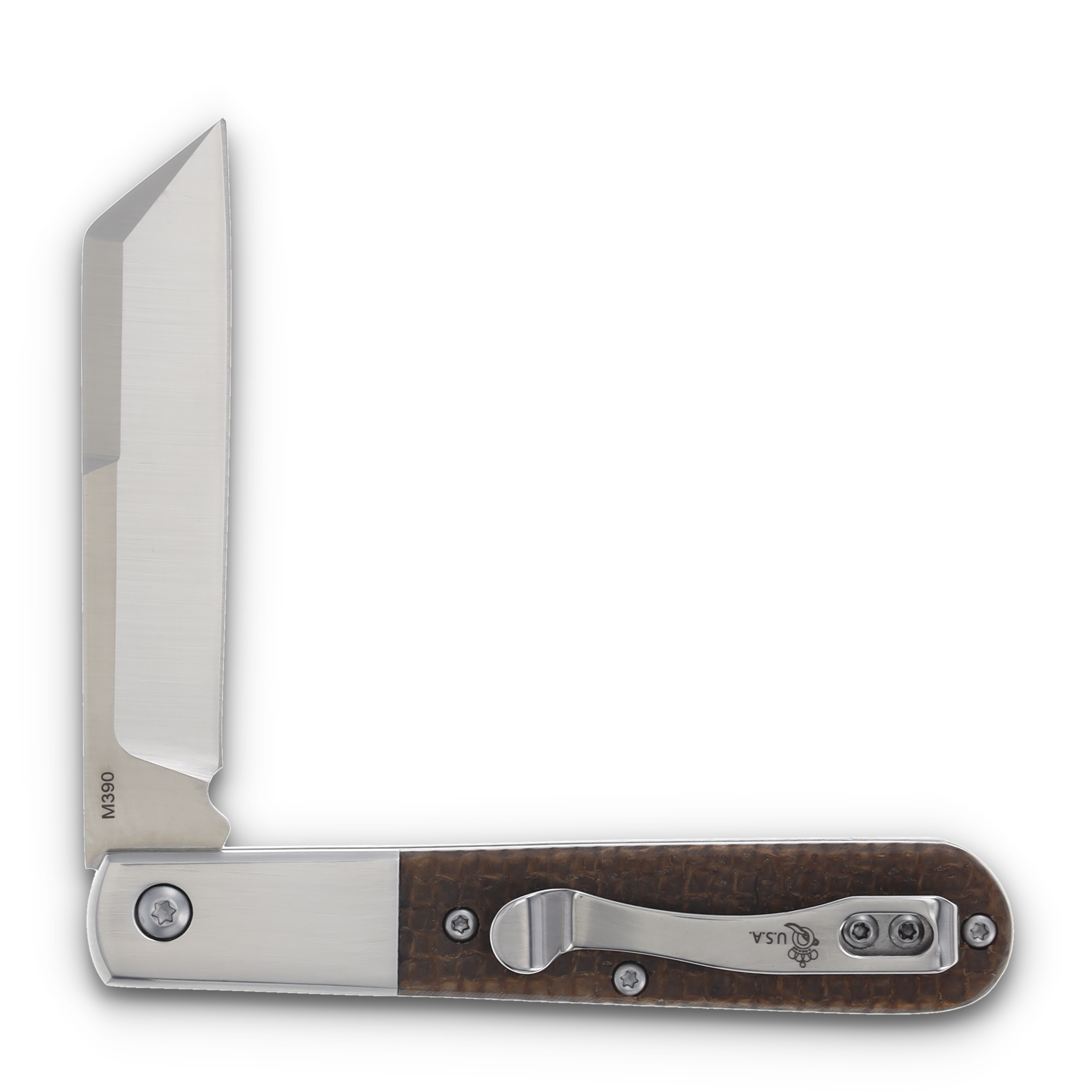 Queen Cutlery Large Barlow Folding Knife Brown Burlap Micarta QBM180 View 4