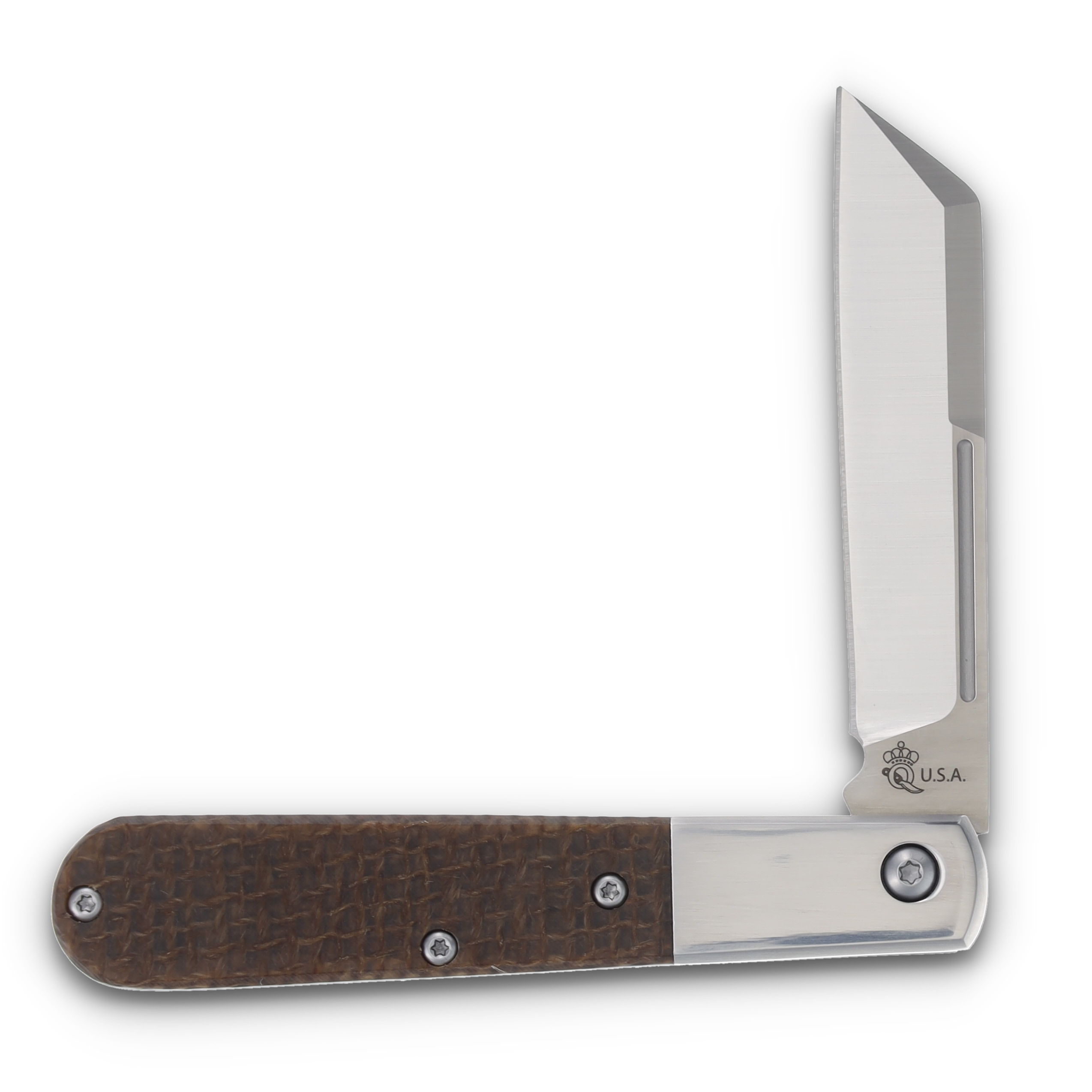 Queen Cutlery Large Barlow Folding Knife Brown Burlap Micarta QBM180 View 3