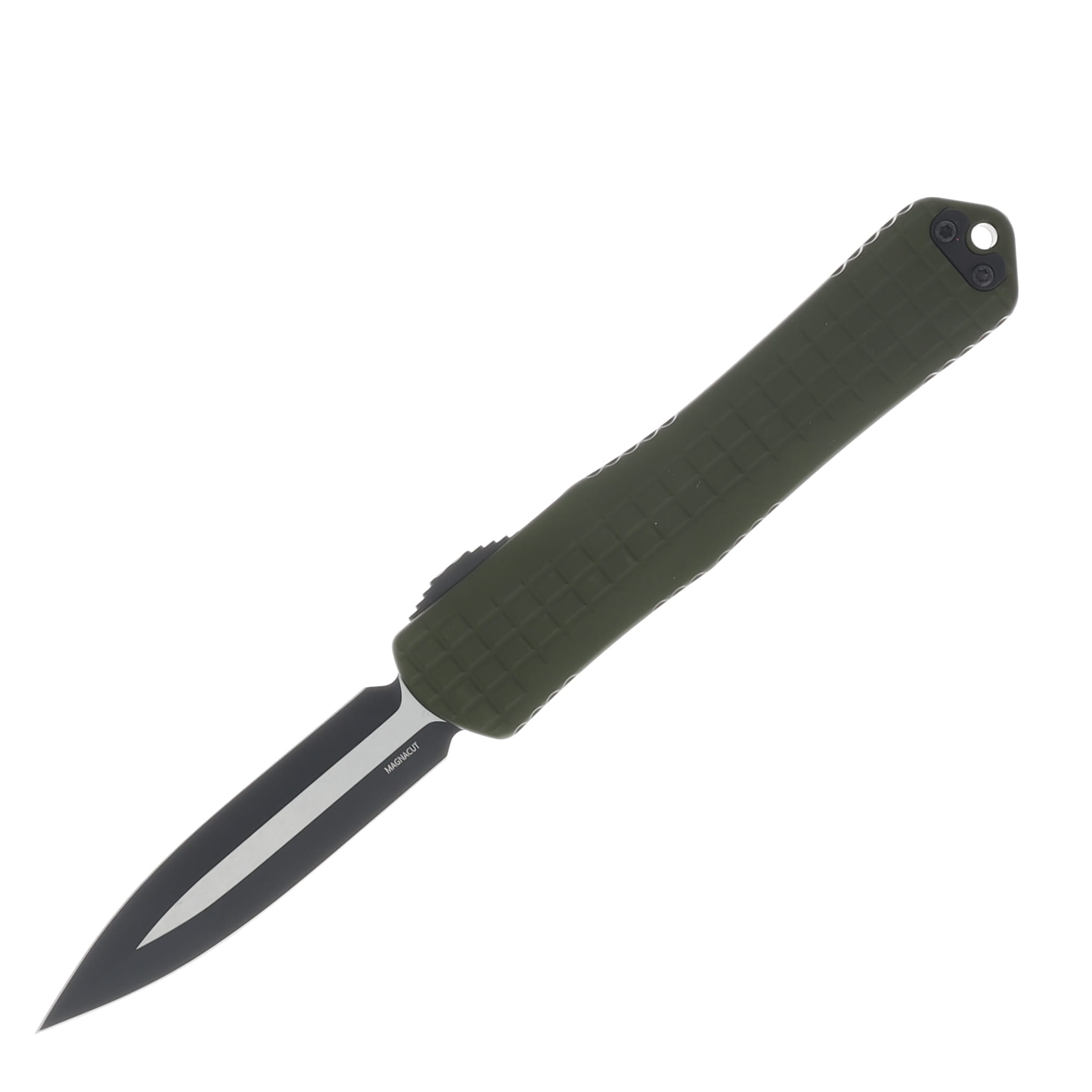 Heretic Manticore OTF Automatic 3.7in Black Dagger Frag Green Tactical View 1