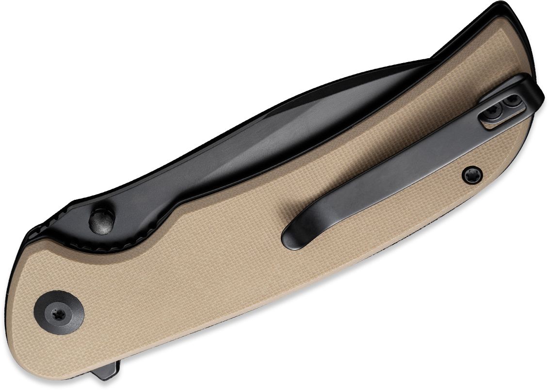 Sencut Borzam Tan G10 Folding Knife 3.46in Black Drop Point Blade S23077-2 View 4