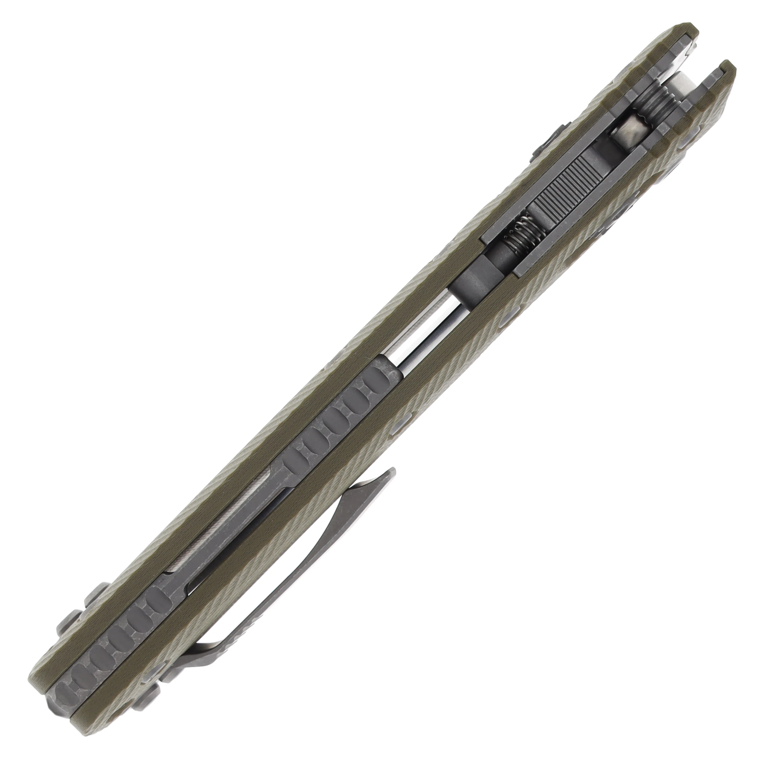 Microtech Amphibian Fluted OD Green Folding Knife 3.9in Drop Point MT137RL10APFLGTOD View 5