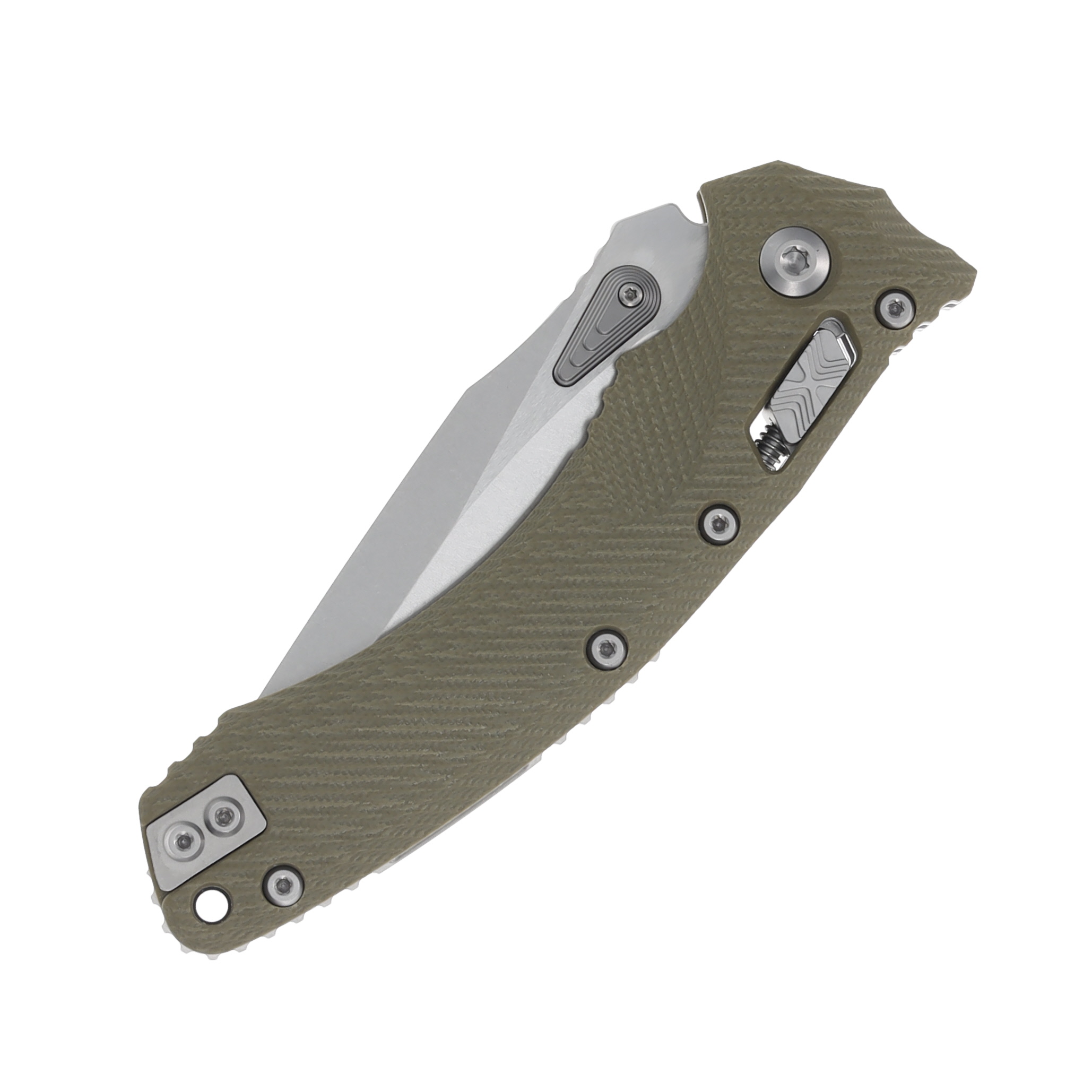 Microtech Amphibian Olive Drab Folding Knife 3.9in Apoc Drop Point MT137RL10FLGTOD View 5