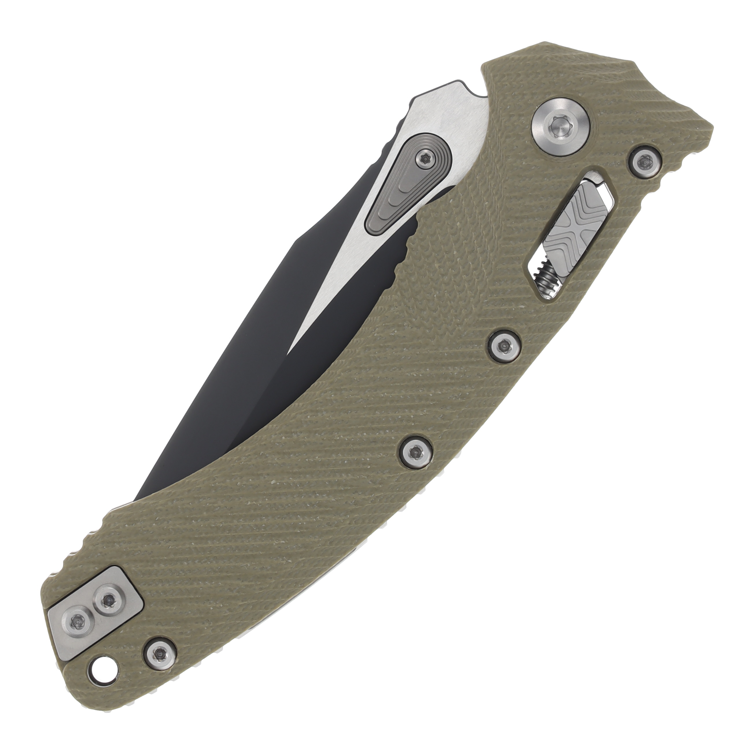Microtech Amphibian OD Green Folding Knife 3.9in Black PS Drop Point MT137RL2FLGTOD View 3
