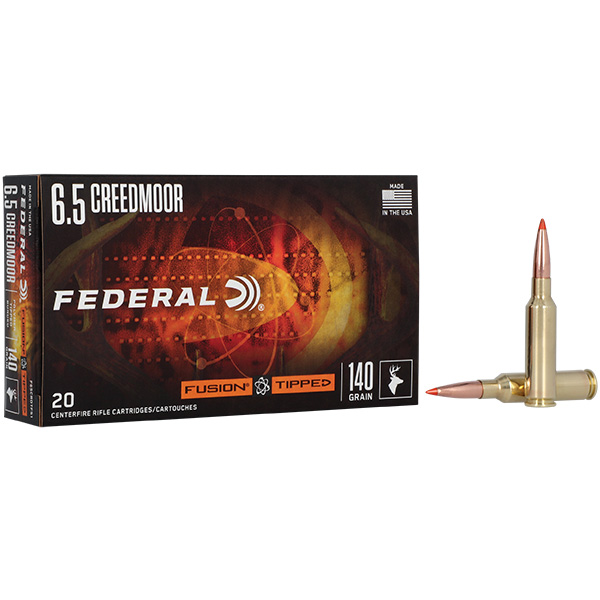 Federal Fusion 6.5 Creedmoor Rifle Ammunition 20 Rounds Brass Centerfire 140 Grain Fusion Bonded PT F65CRDTFS1 View 1