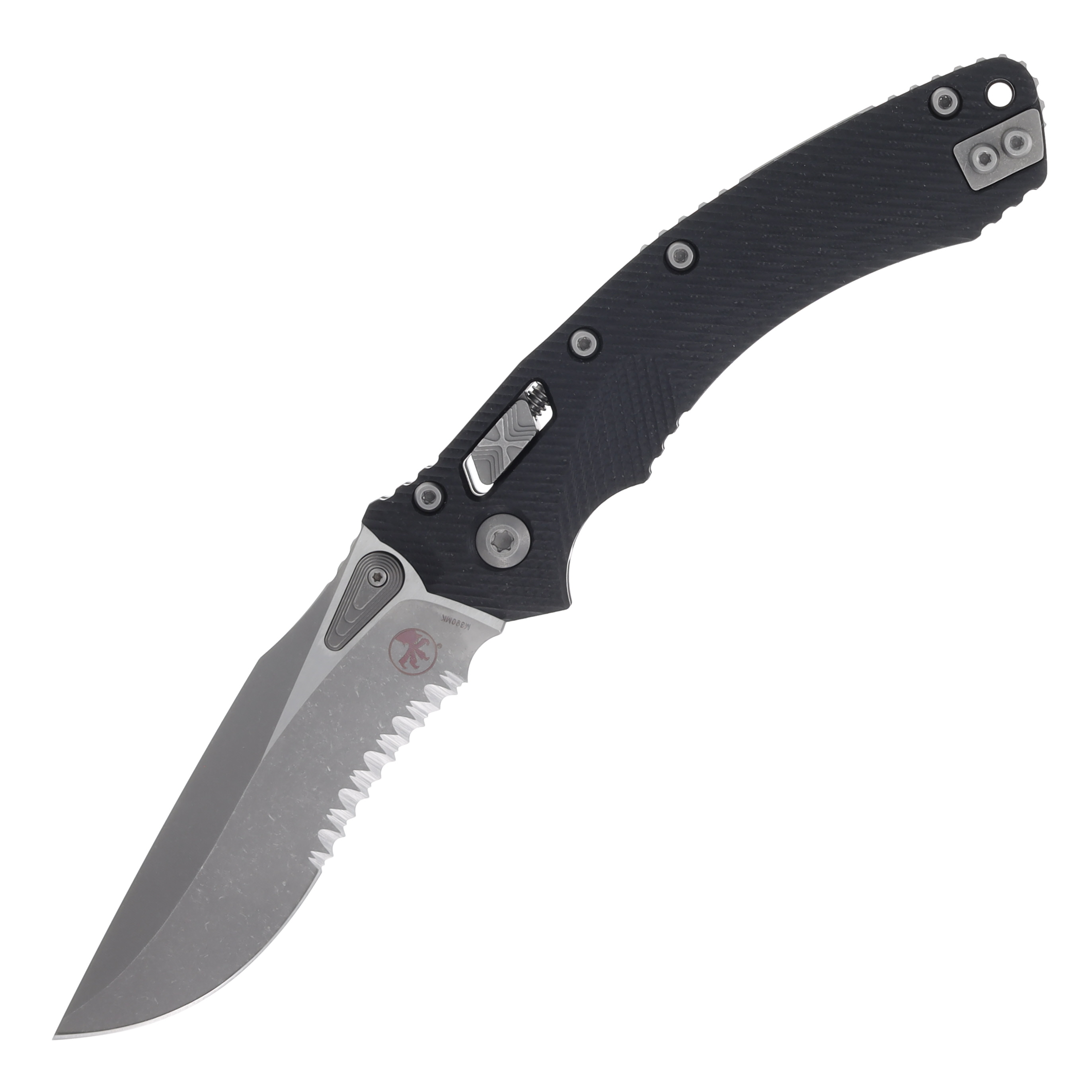 Microtech Amphibian Ram Lok Fluted Black 3.9in Part Serr Clip Point MT137RL11APFLGTBK View 1