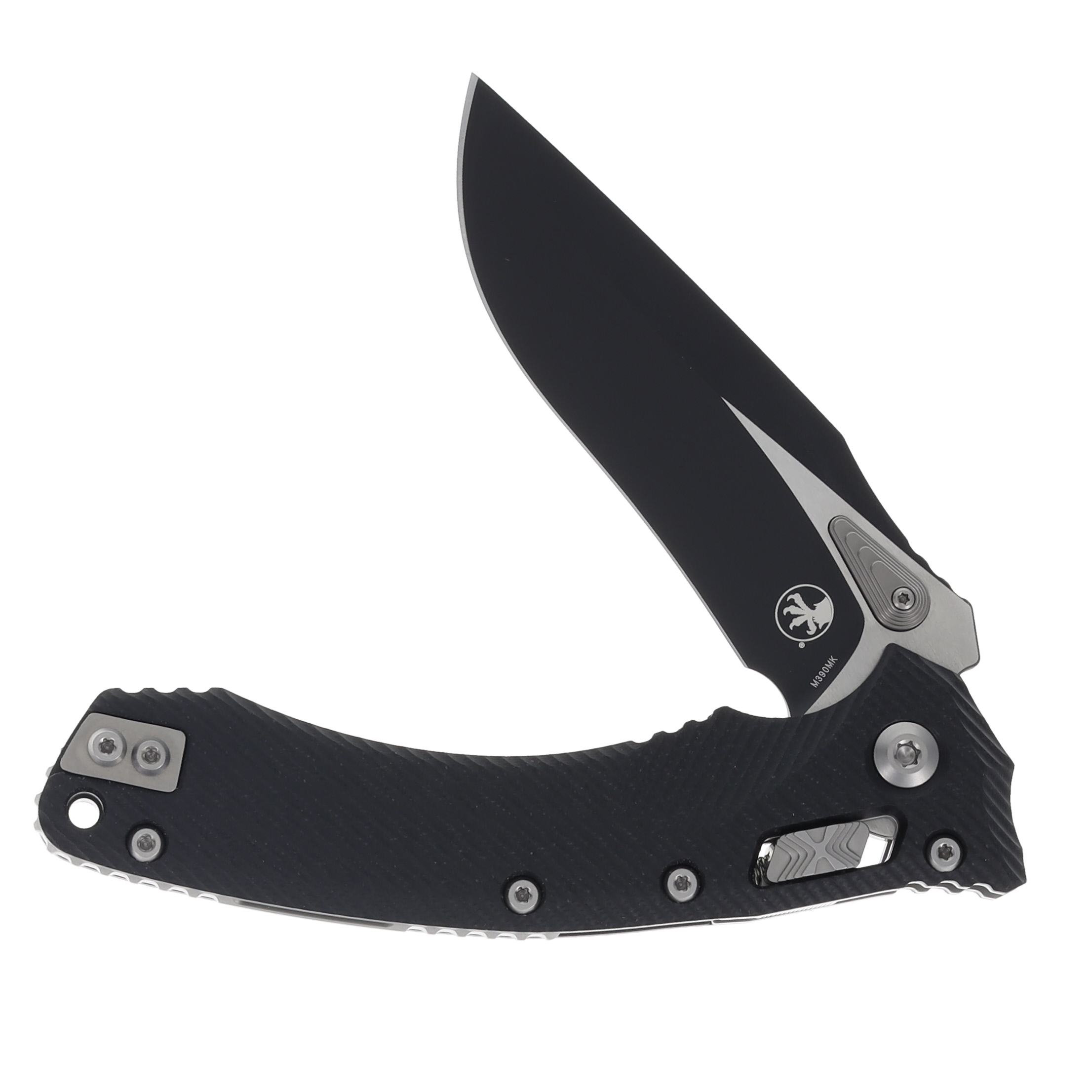 Microtech Amphibian Ram Lok Fluted Black 3.9in Clip Point Blade Knife MT137RL1FLGTBK View 3