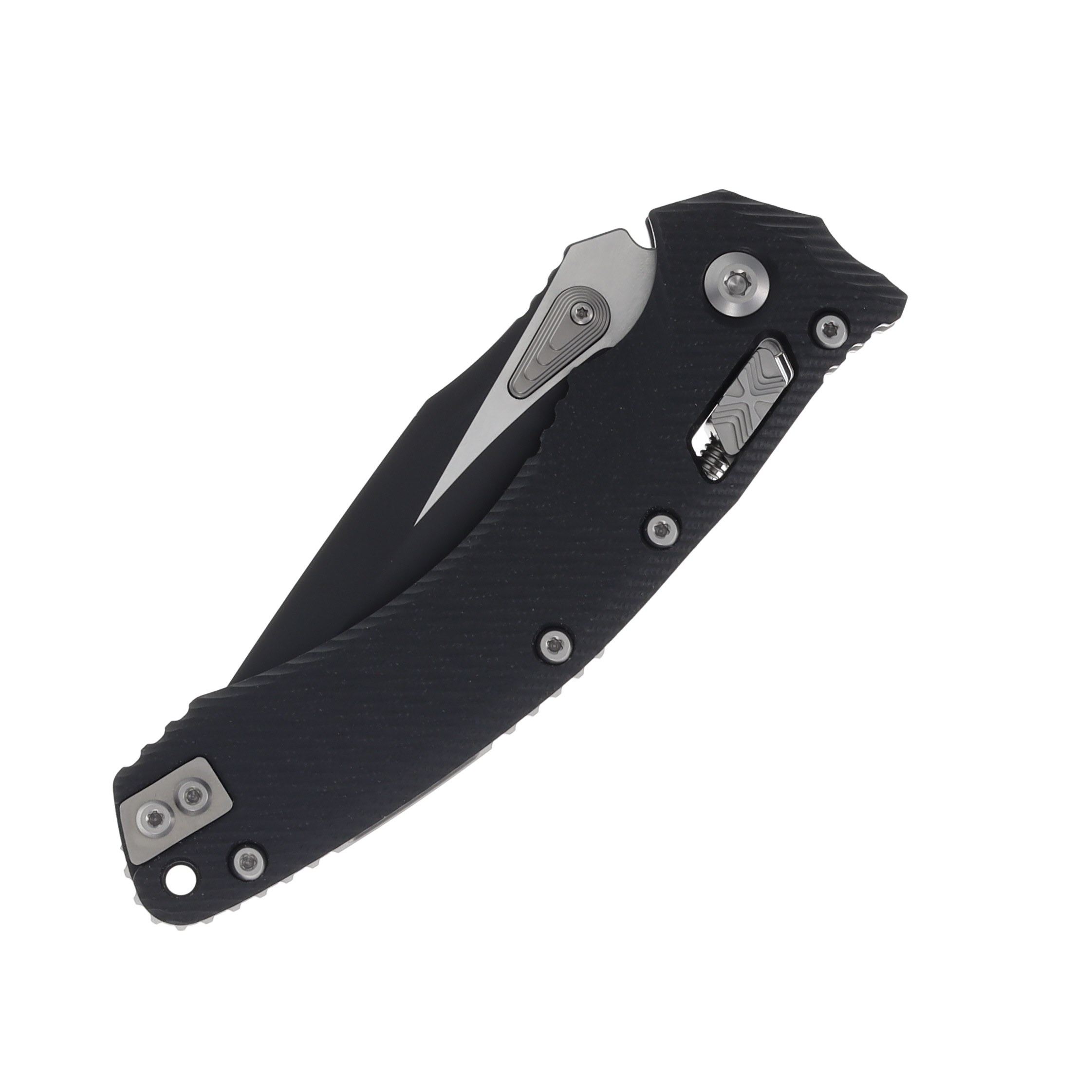 Microtech Amphibian Ram Lok Fluted Black 3.9in Clip Point Blade Knife MT137RL1FLGTBK View 5