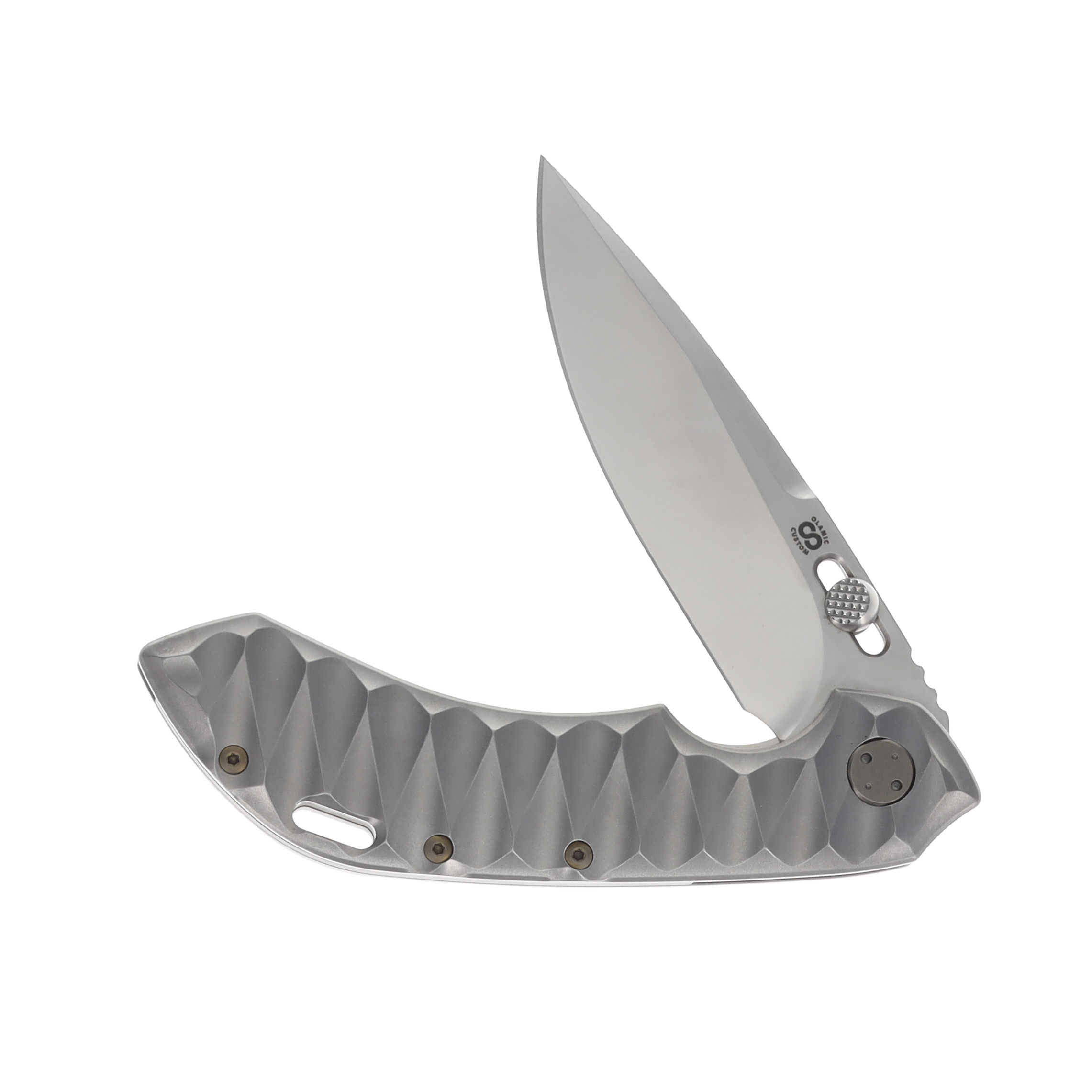Olamic Wayfarer 247 Folding Knife Satin Purist Light Blast Titanium/Scalloped Frame 180P View 3