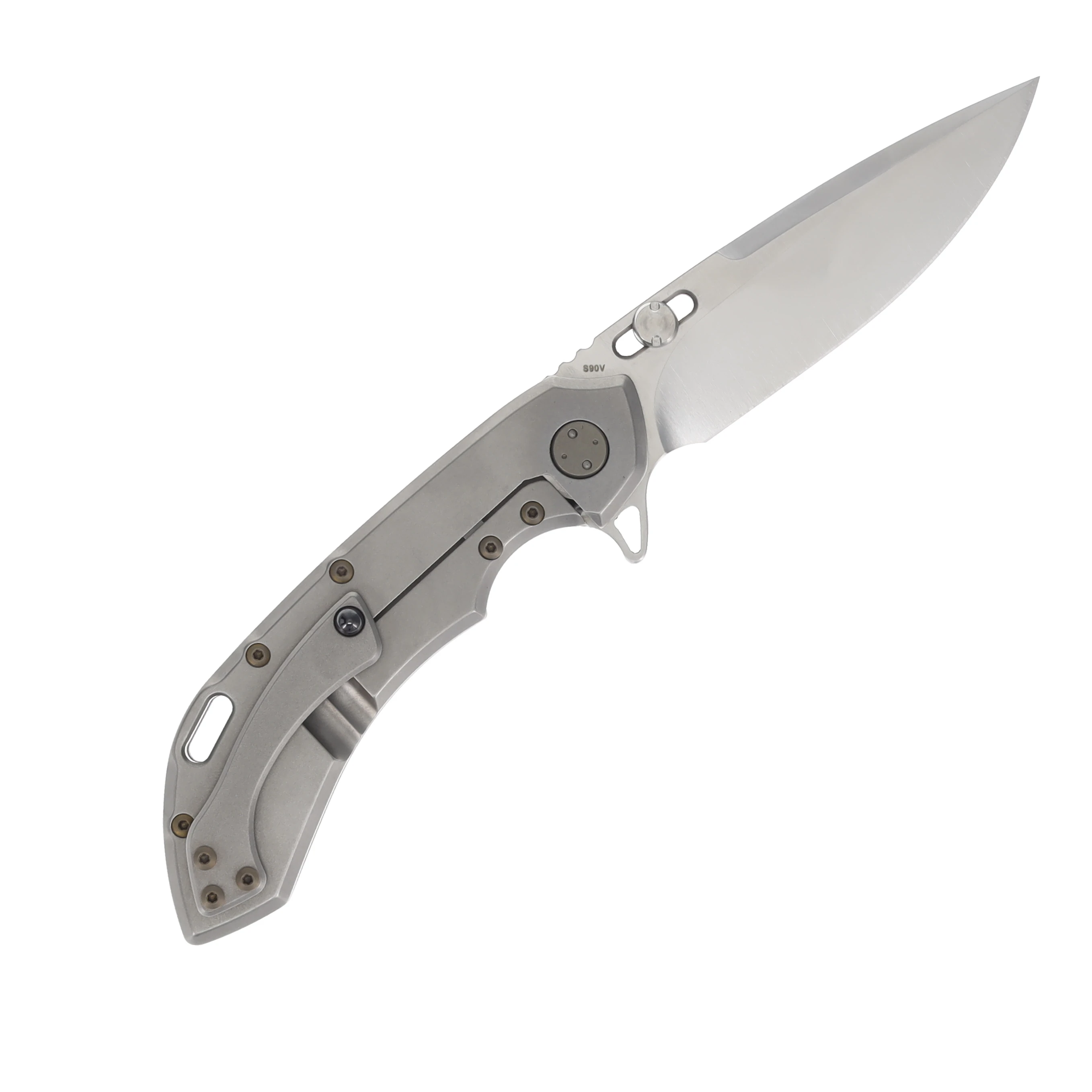 Olamic Wayfarer 247 Folding Knife Satin Purist Light Blast Titanium/Scalloped Frame 180P View 2