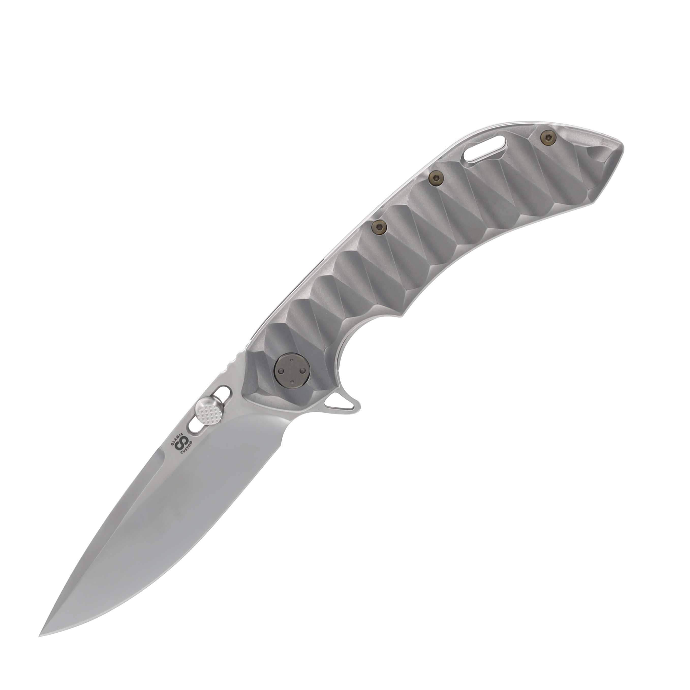 Olamic Wayfarer 247 Folding Knife Satin Purist Light Blast Titanium/Scalloped Frame 180P View 1