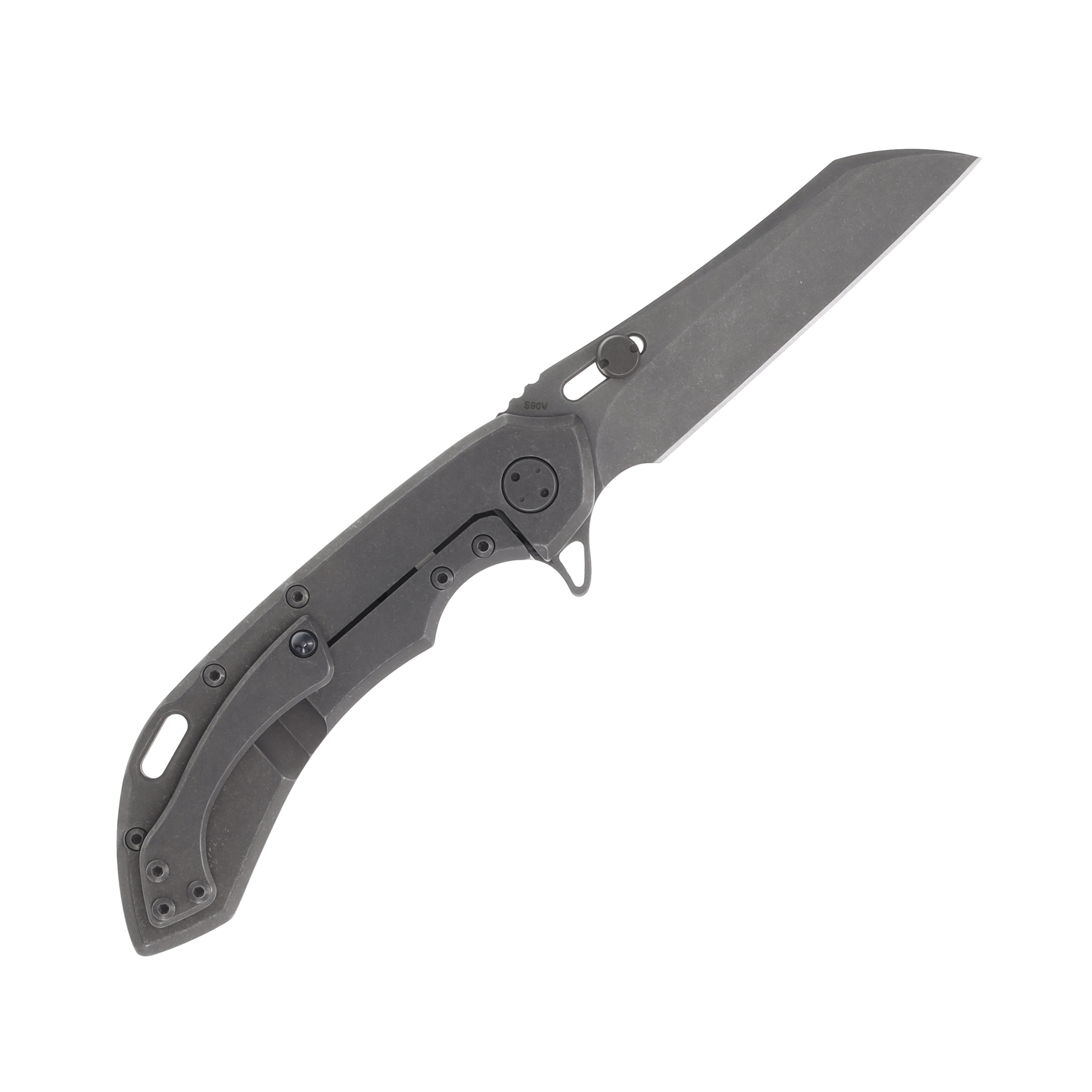 Olamic Wayfarer 247 Folding Knife All Stonewash Wharning Raised Copper Inlay 134W View 2