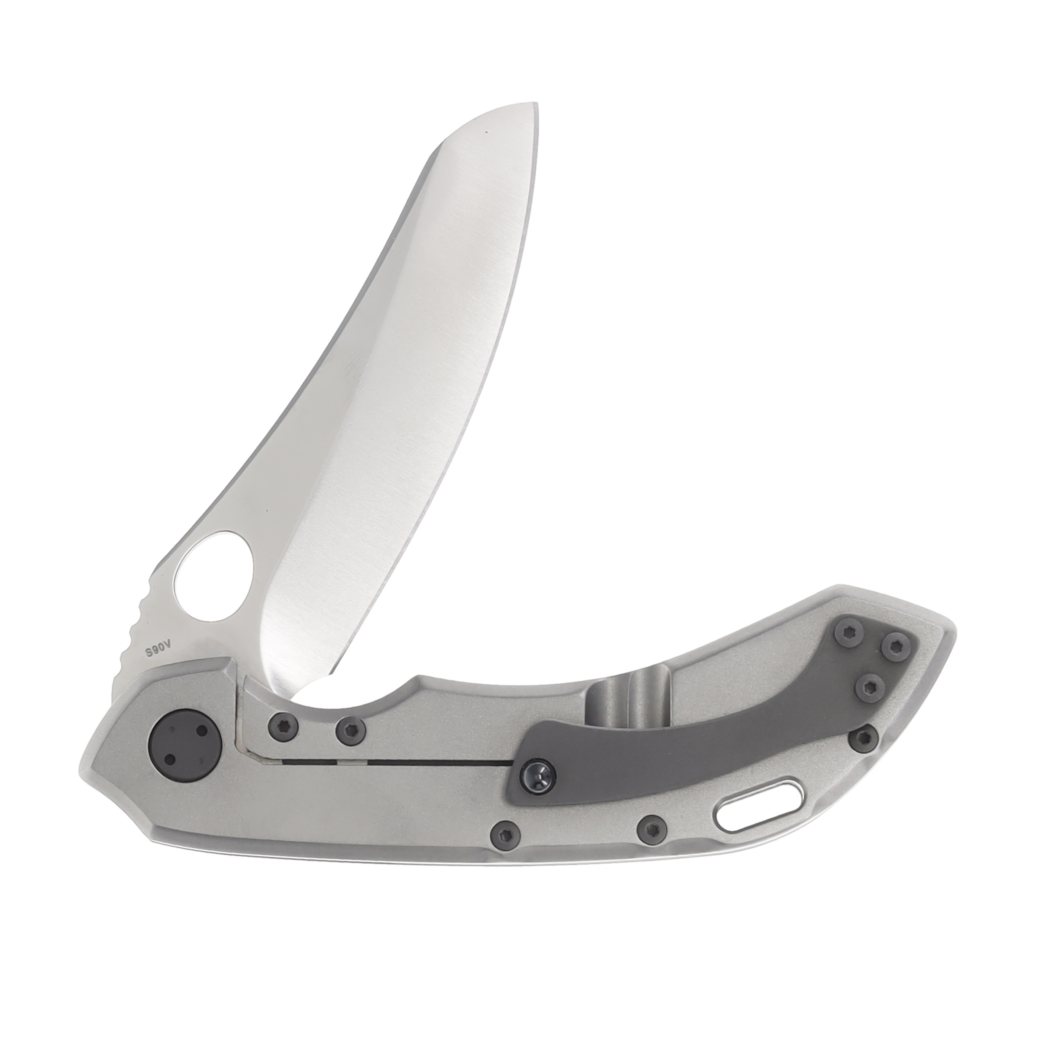 Olamic Wayfarer 247 Folding Knife Satin Mouflon Light Blast Titanium Hybrid Flat/Scalloped Frame 155M View 4