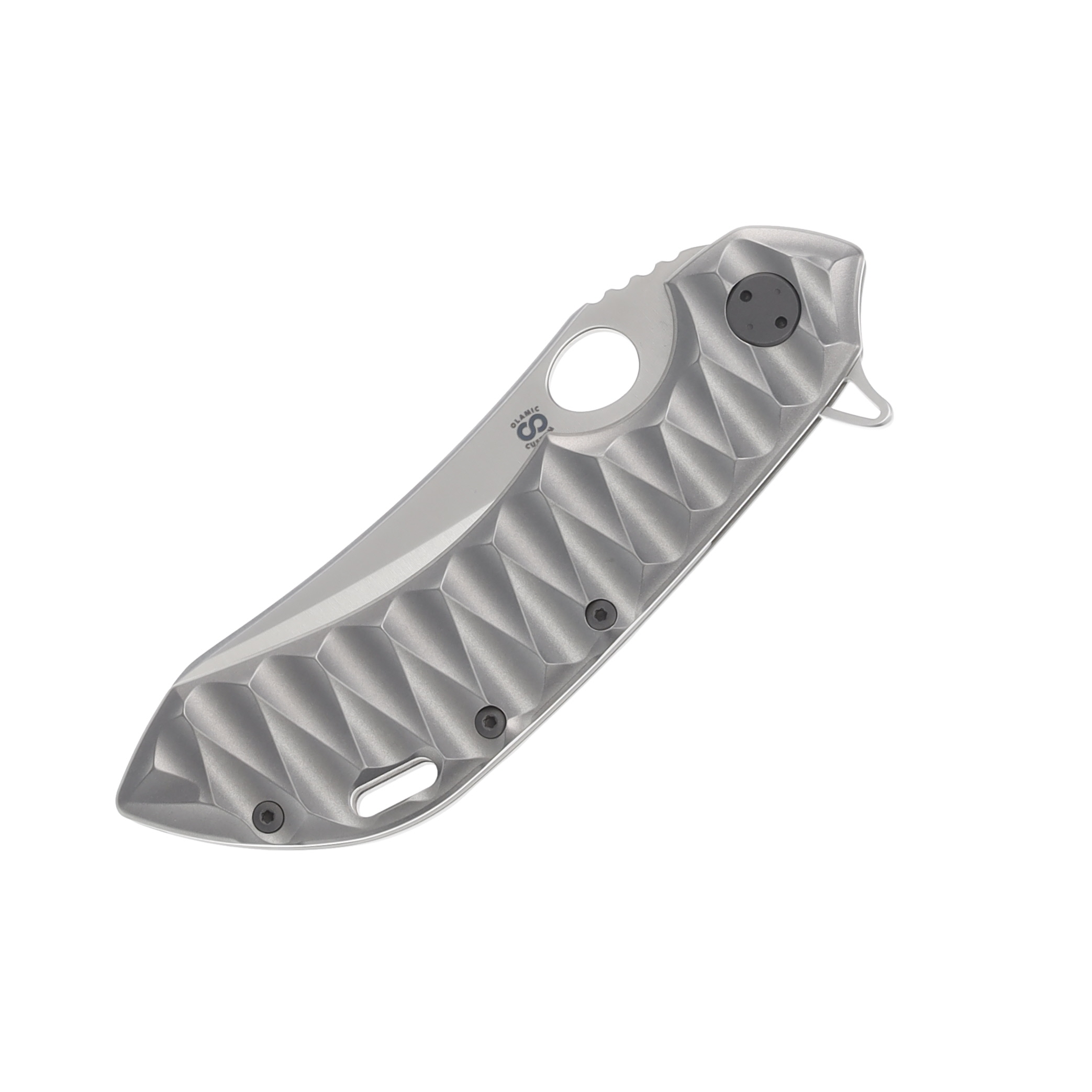Olamic Wayfarer 247 Folding Knife Satin Mouflon Light Blast Titanium Hybrid Flat/Scalloped Frame 155M View 5
