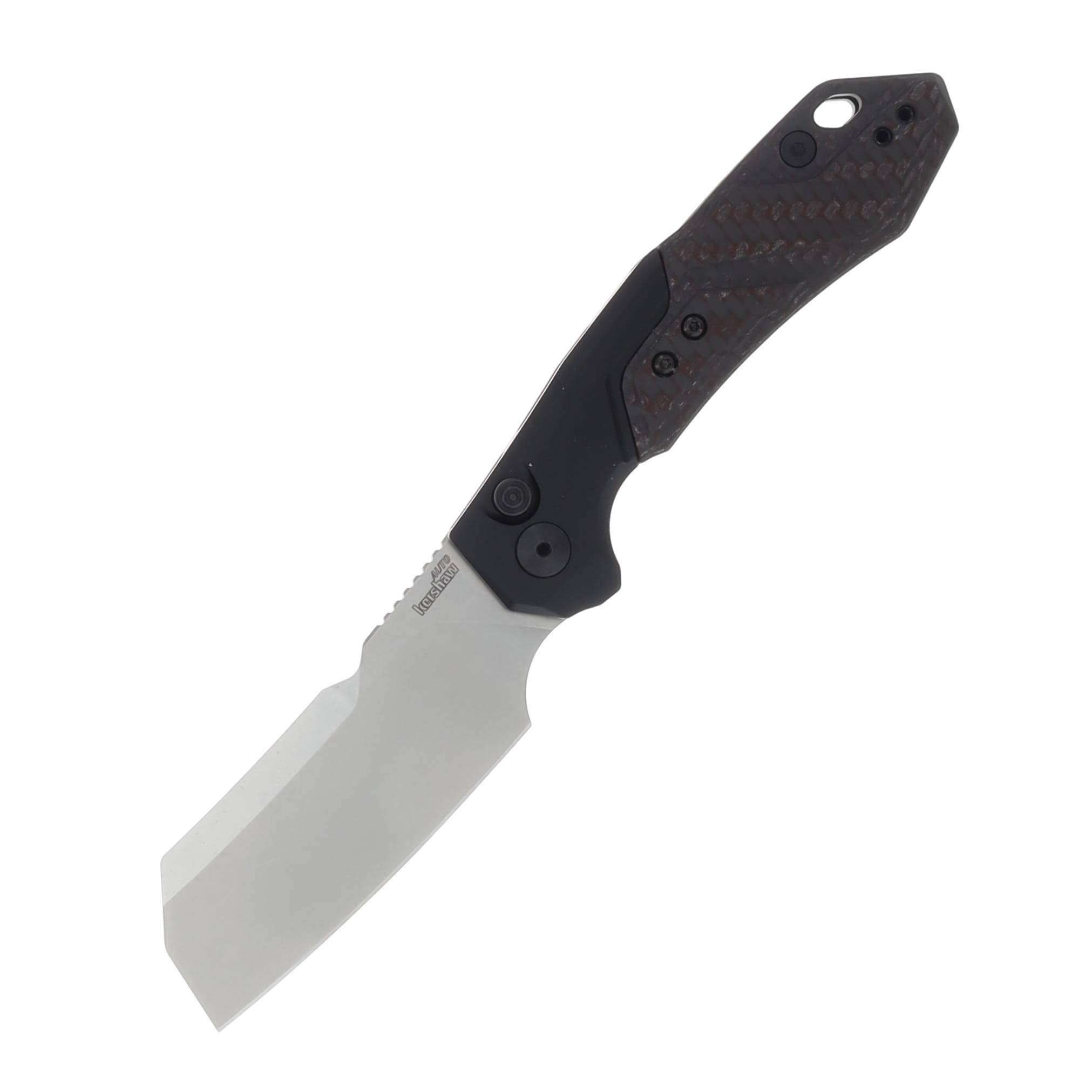 Kershaw Auto Launch 14 Button Lock Stonewash CPM-154 Cleaver Blade Black Anodized Aluminum Handle AUKS7850RDSW View 1