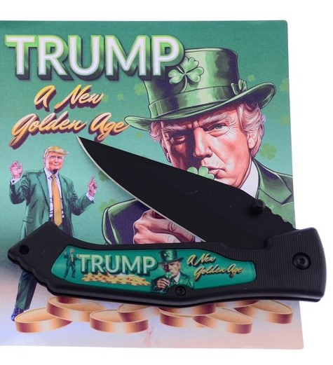 Trump A New Golden Age St. Patrick's Day Stainless Steel Tactical Folding Knife RR010TP1                         View 1