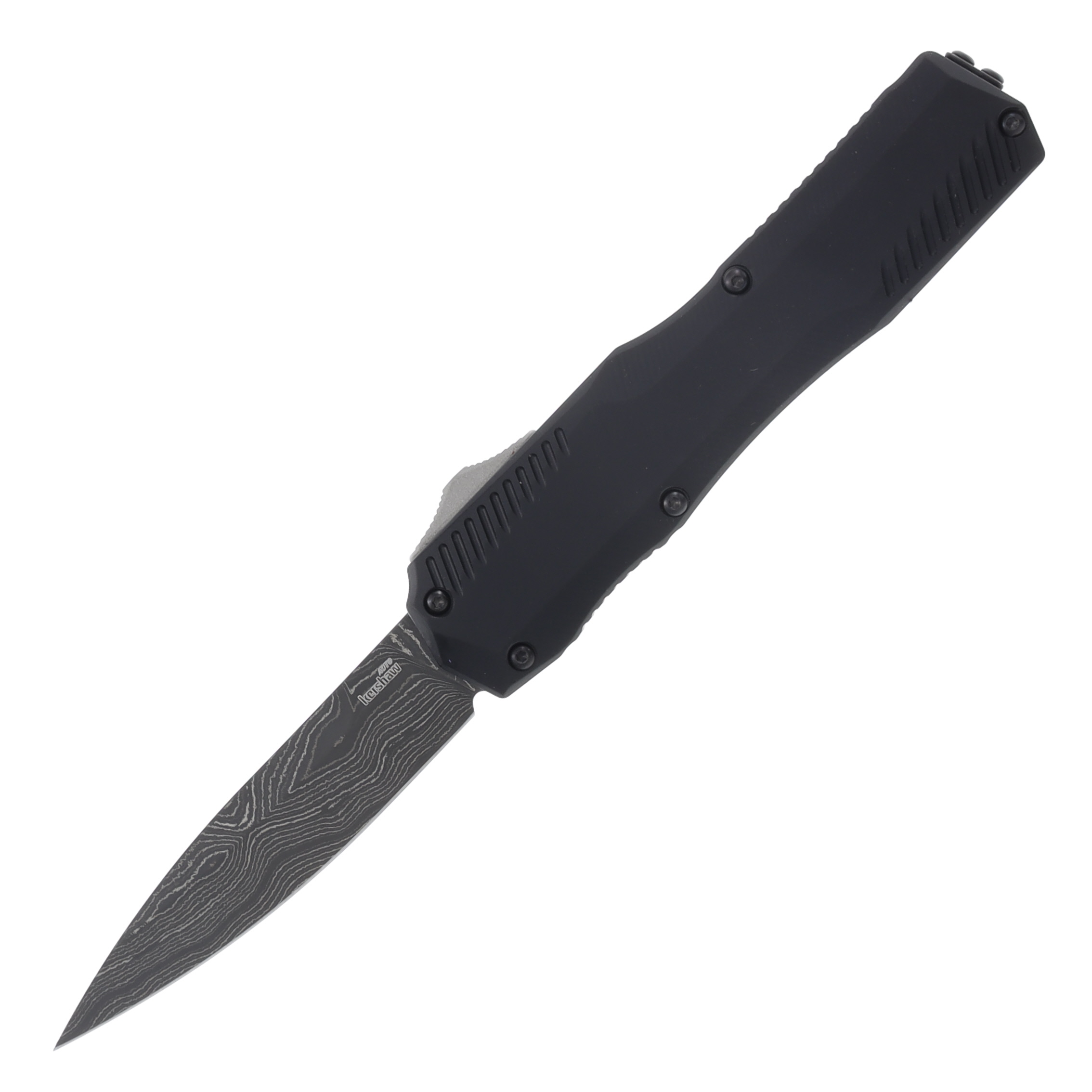 Kershaw Livewire OTF Auto Knife Black - 3.3in Damascus Acid Etch Spear Point S/E Plain AUKS9000DAM View 1