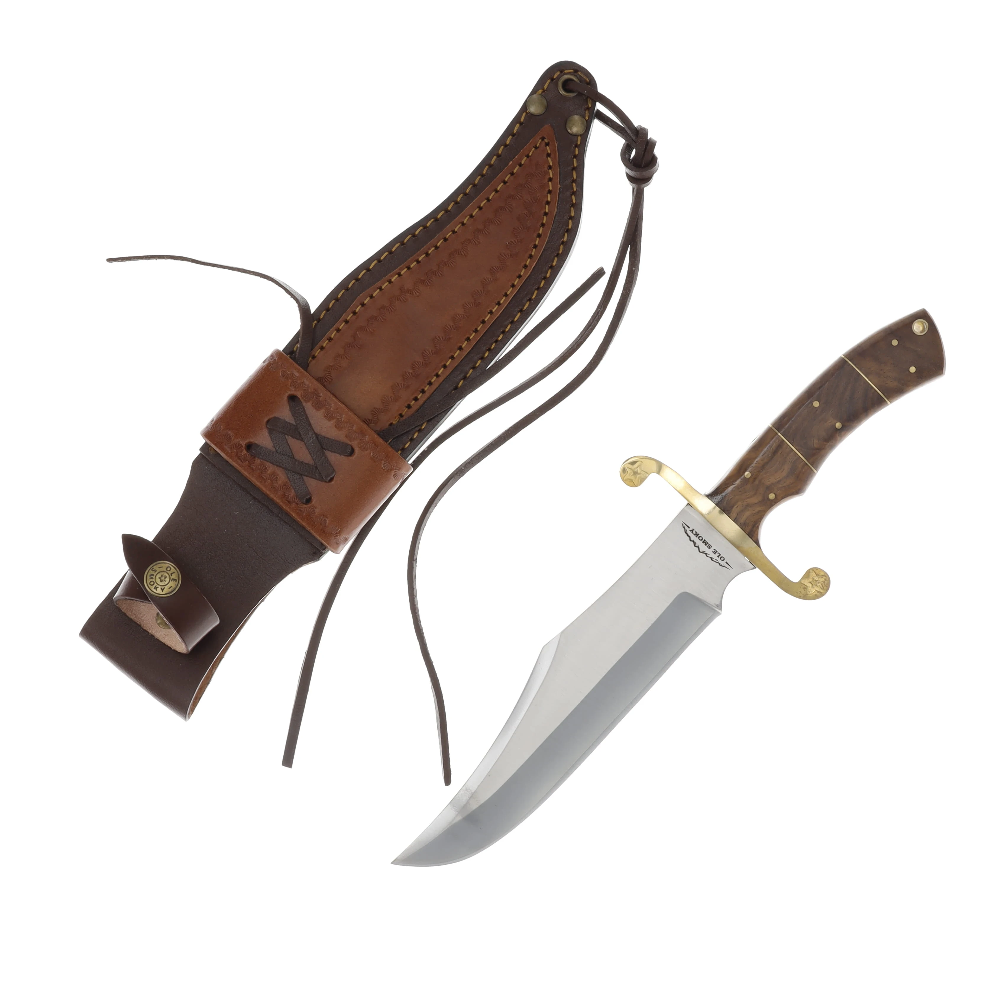 Ole Smoky Alamo Bowie Stainless/Wood with Leather Sheath OS410 View 1