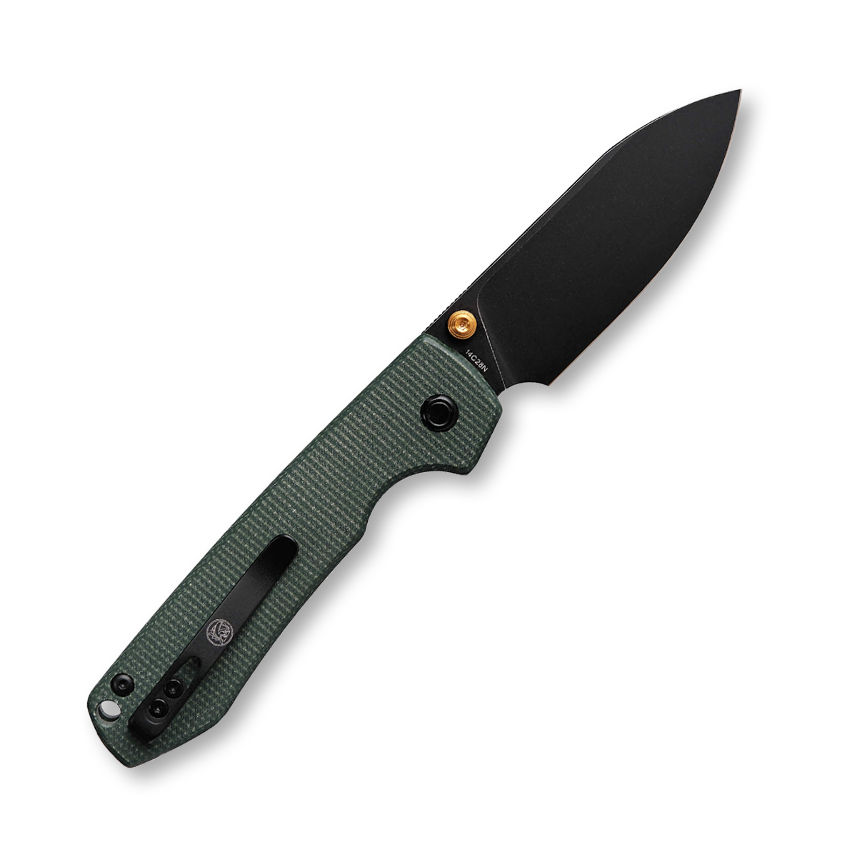 Vosteed Racoon Linerlock Folding Knife Black 14C28N Green Micarta A2901 View 2