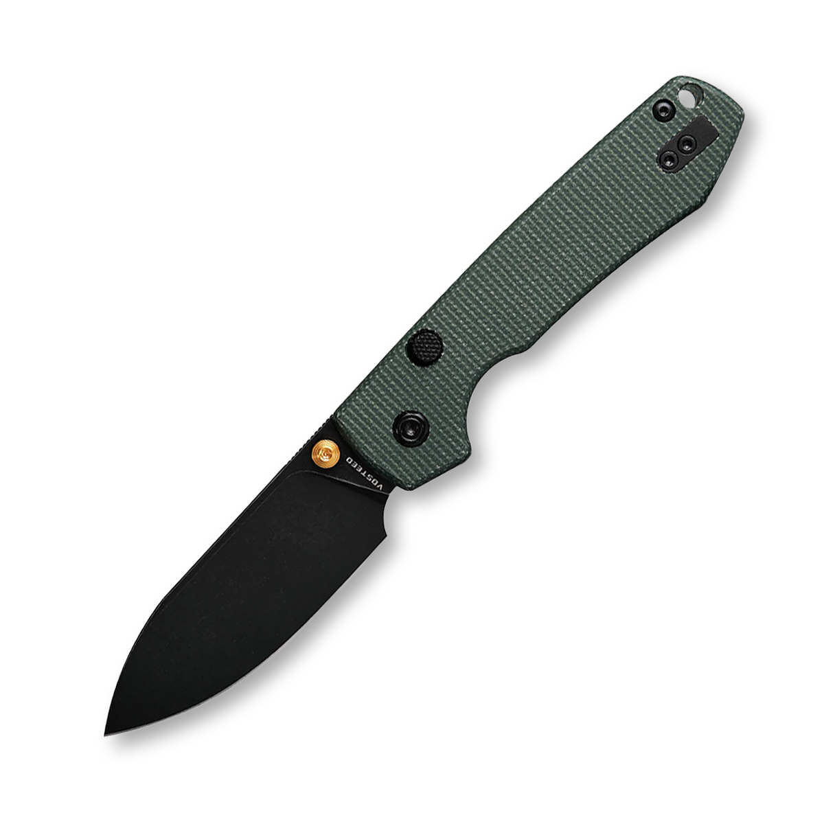 Vosteed Racoon Linerlock Folding Knife Black 14C28N Green Micarta A2901 View 1