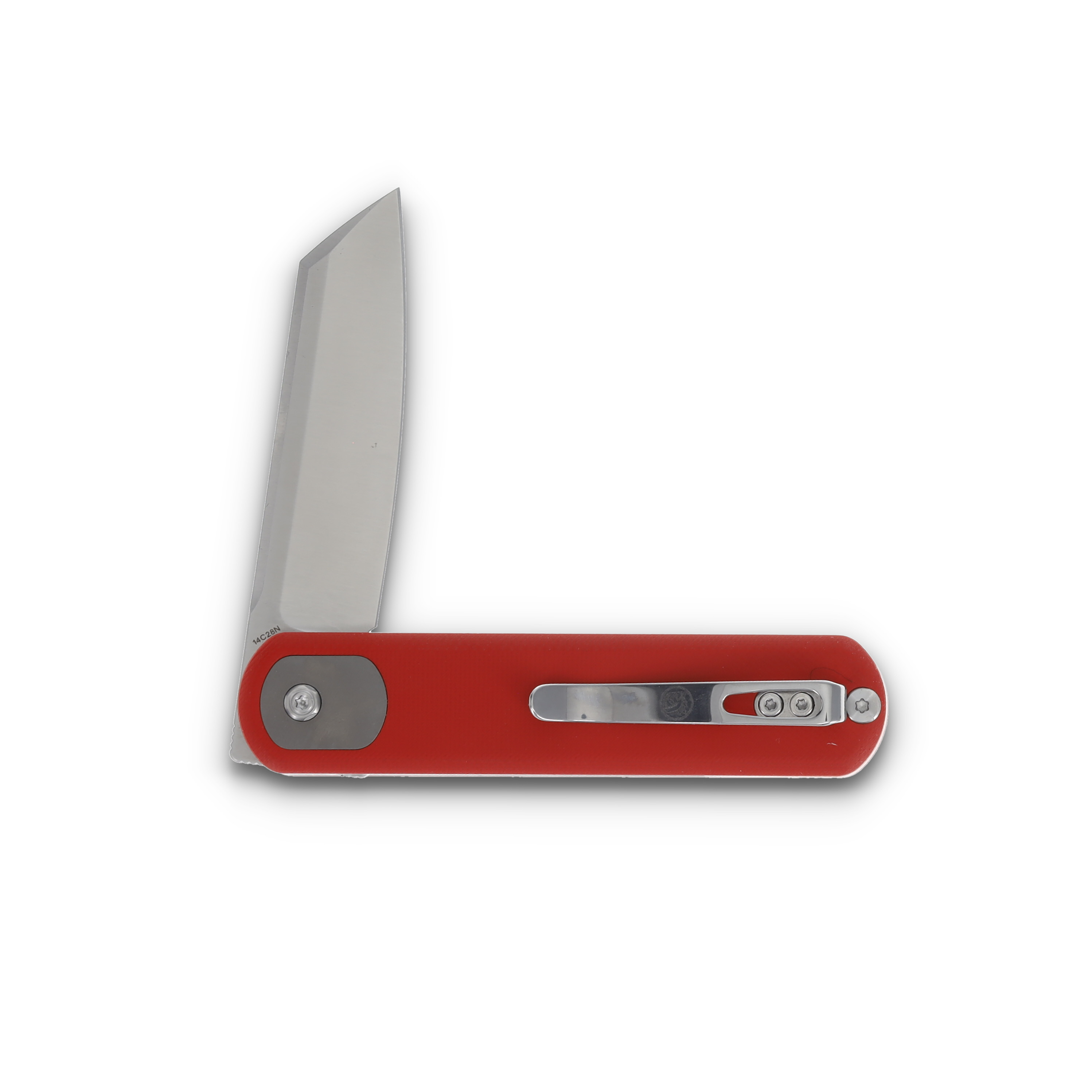 Vosteed Corgi Button Lock Folding Knife Satin Sheepsfoot/Red G-10 A0726 View 4