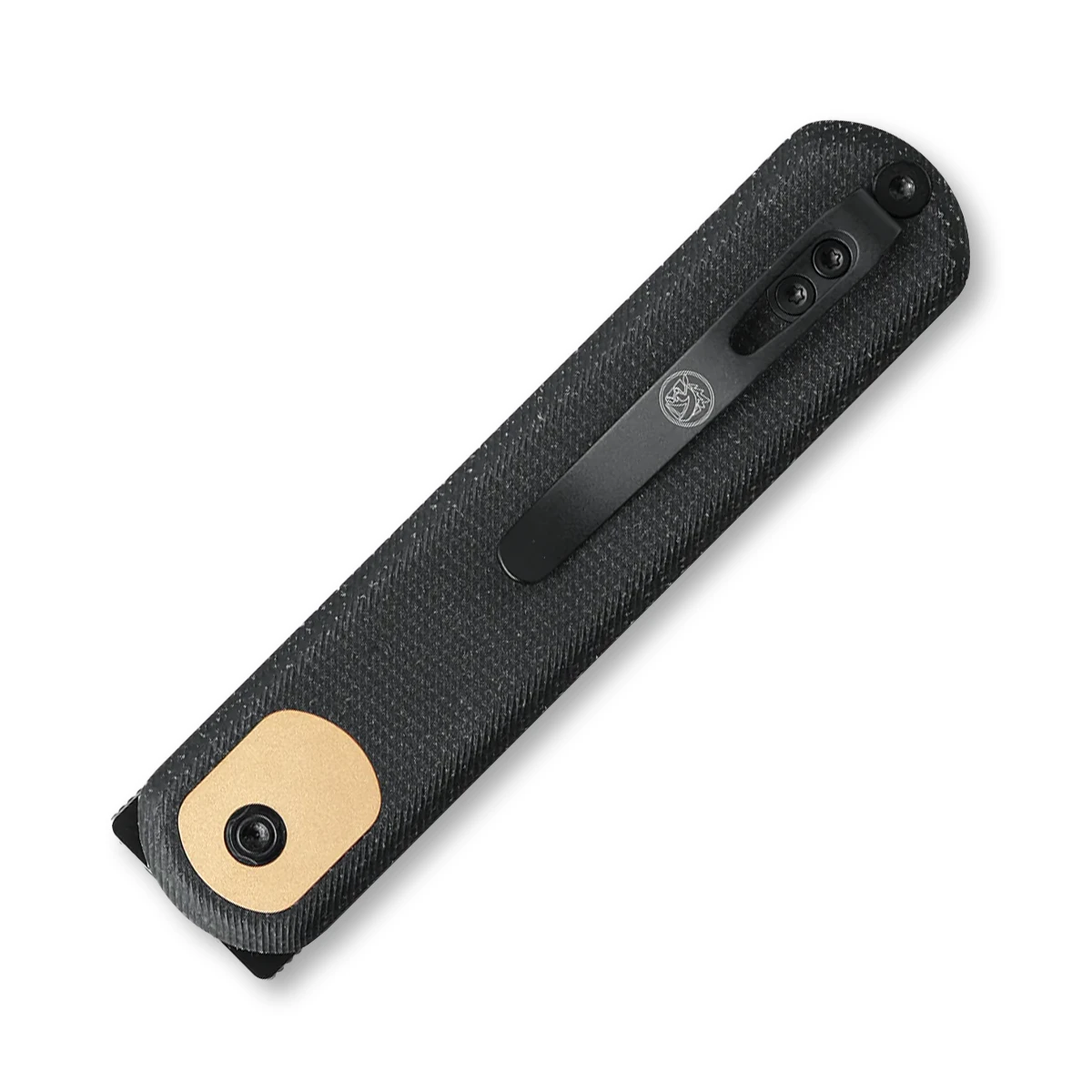 Vosteed Corgi Button Lock Folding Knife Black Stonewash Drop Point/Black Micarta CG29VPMK View 3